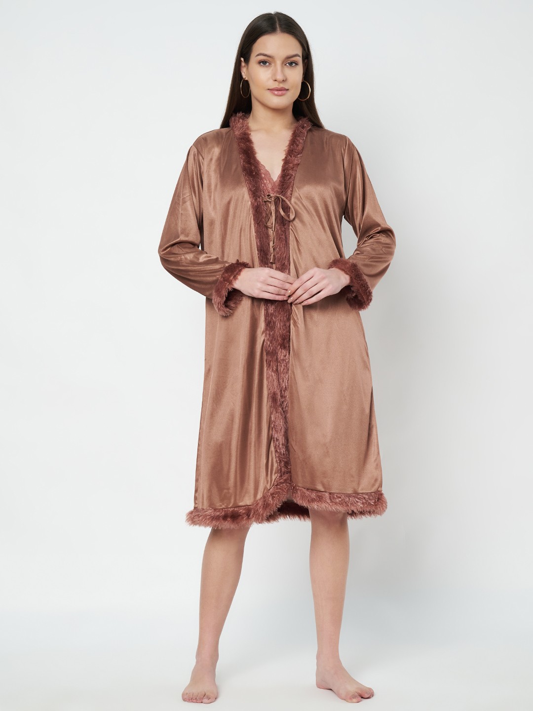 

KOI SLEEPWEAR Women Shoulder Straps Nightdress, Brown
