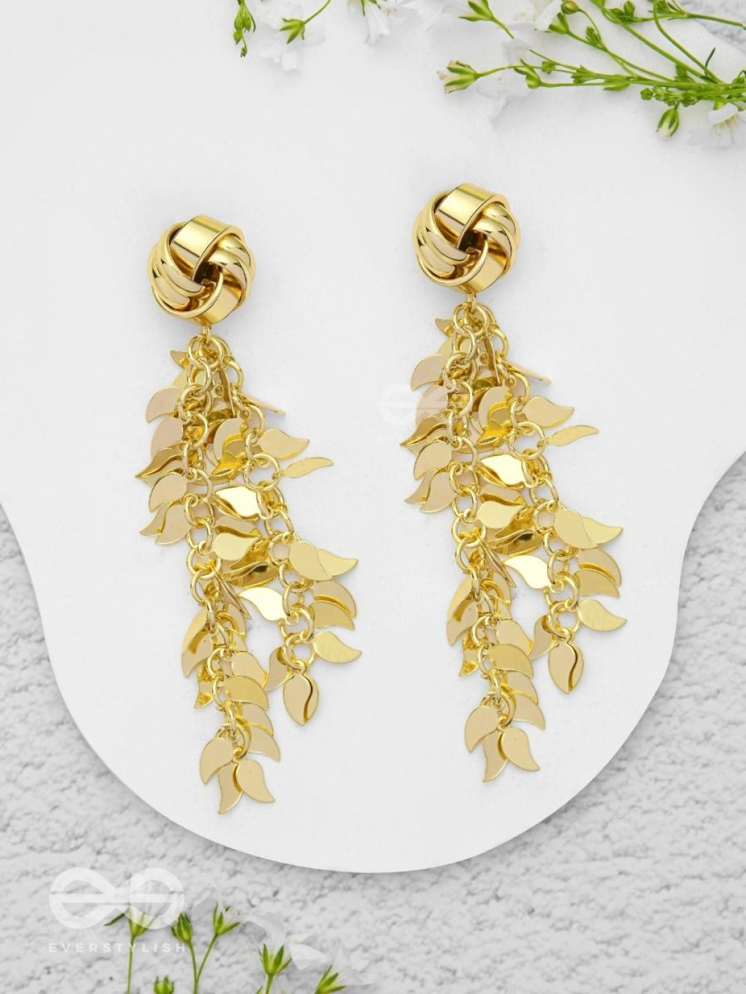 

EVERSTYLISH Dripping Leaves Contemporary Drop Earrings, Gold