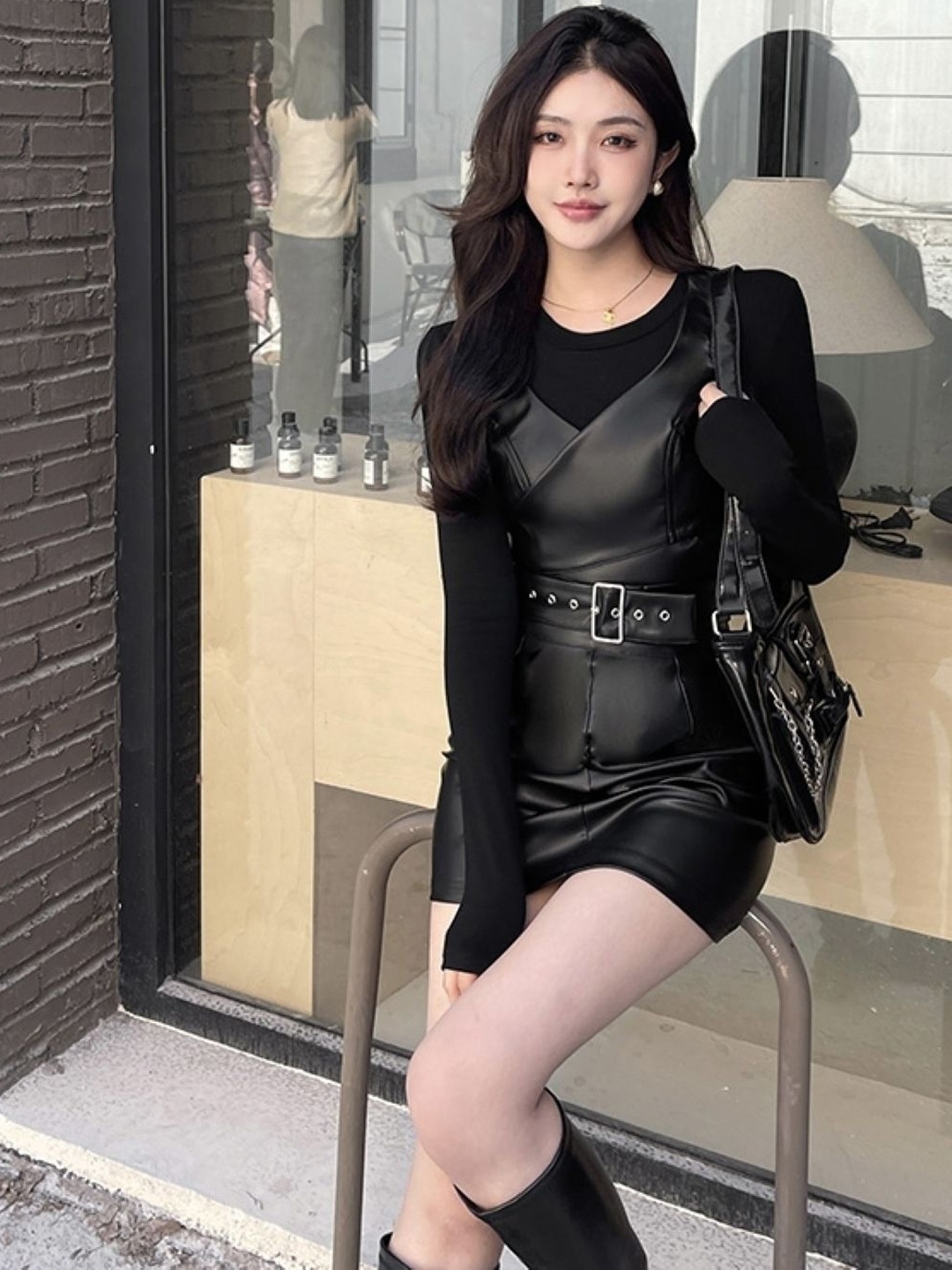 

StyleCast Women Straight Mini Skirt, Black