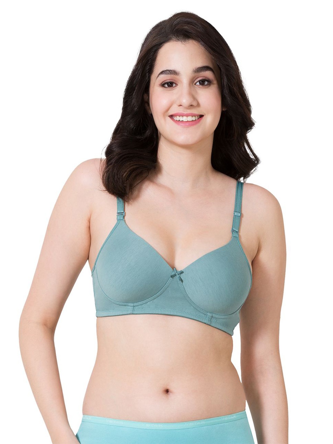 

VStar Medium Coverage Padded Non-Wired T-Shirt Bra with Detachable Straps., Green