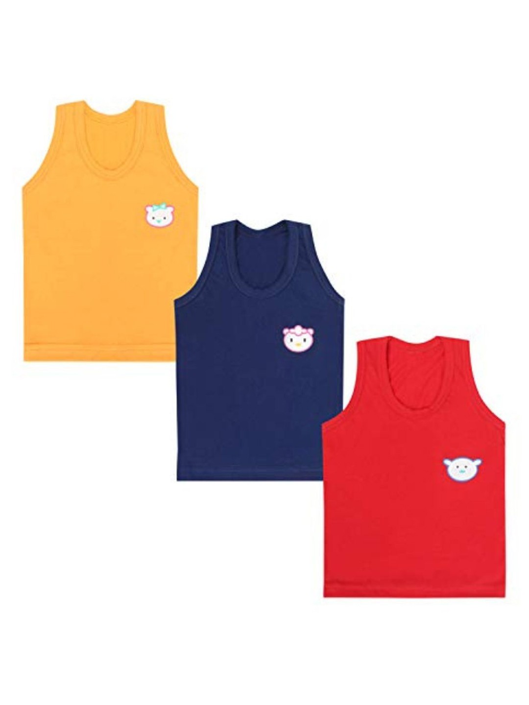 

Superminis Kids Pack Of 3 Pure Cotton Innerwear Vests, Mustard