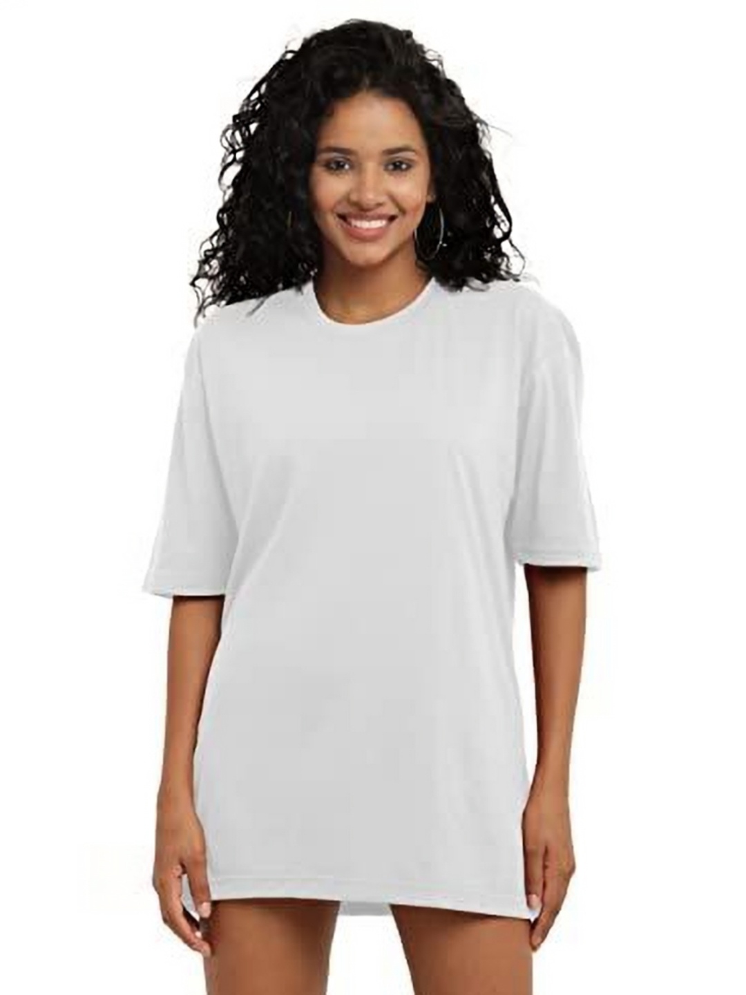 

NOTWILD Women Solid Round Neck Cotton Oversized T-shirt, White