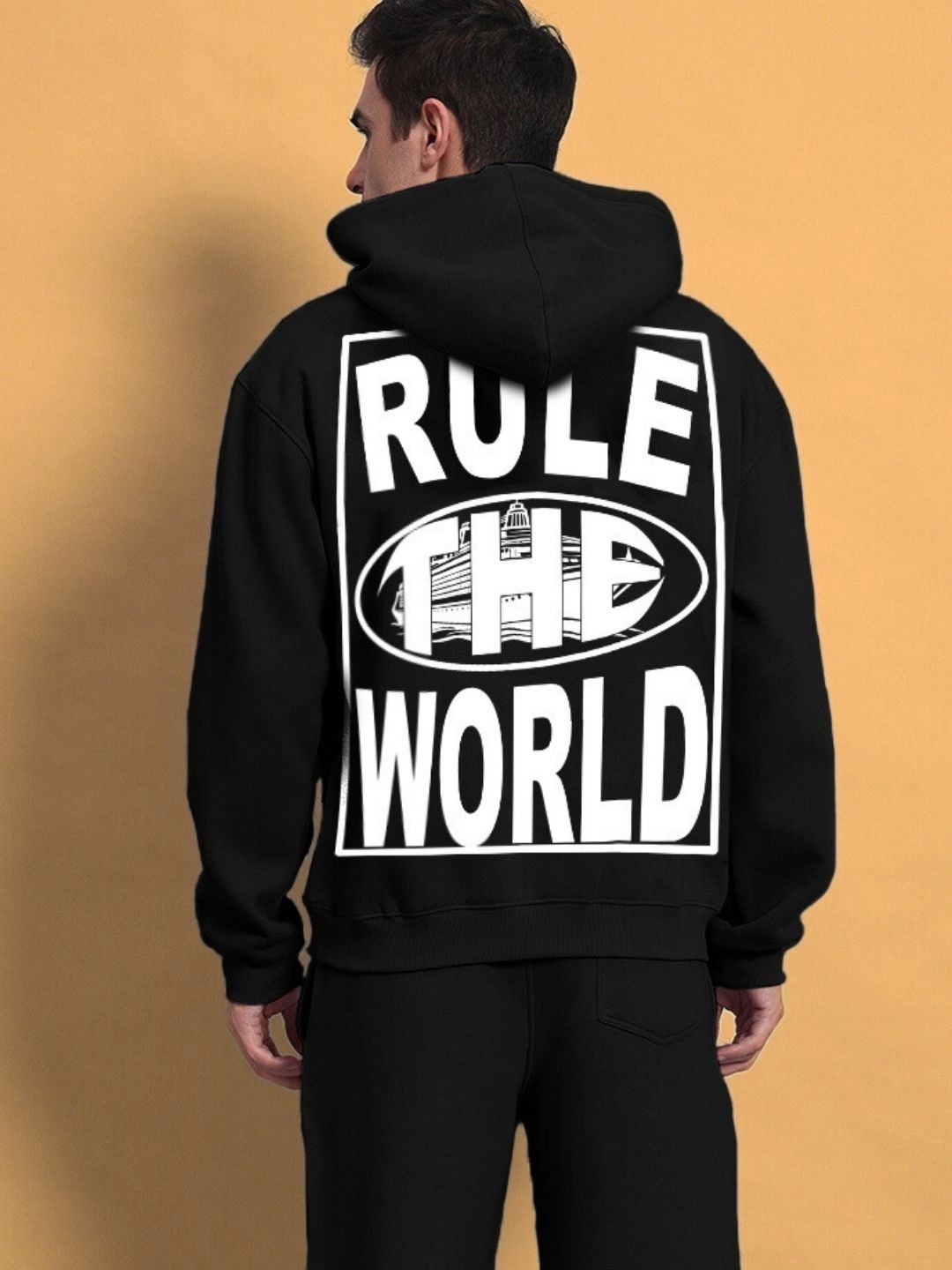 

WEARDUDS Men Printed Hooded Sweatshirt, Black
