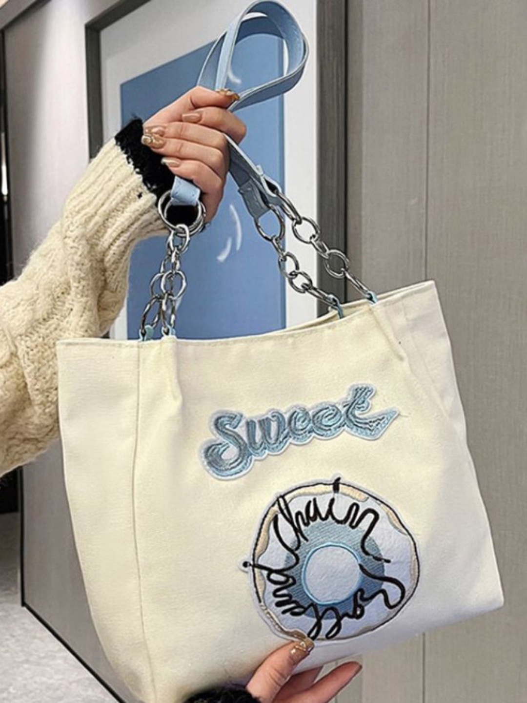 

StyleCast Women Graphic Printed Shopper Tote Bag, Beige