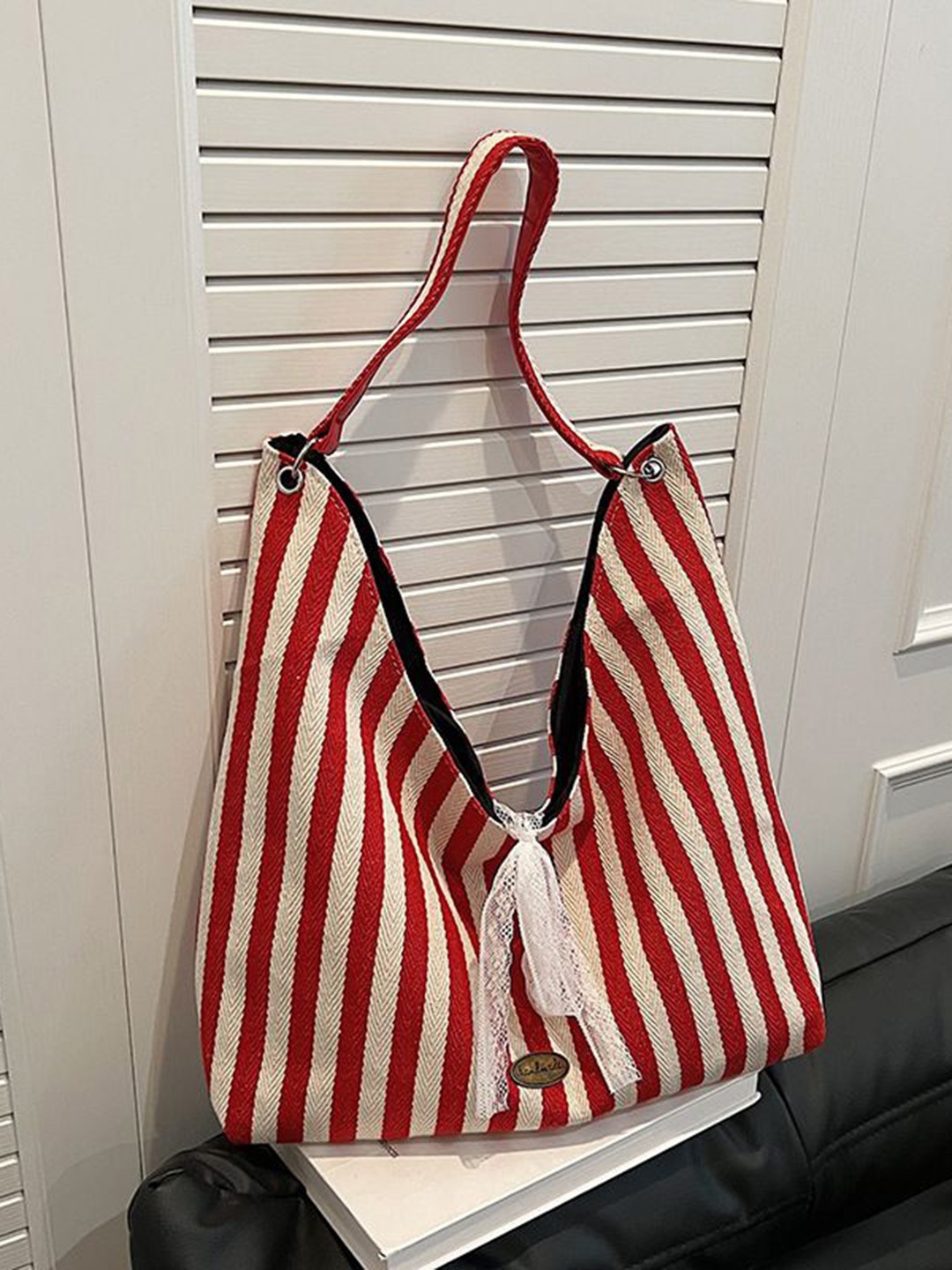 

StyleCast Women Striped Shopper Tote Bag, Red