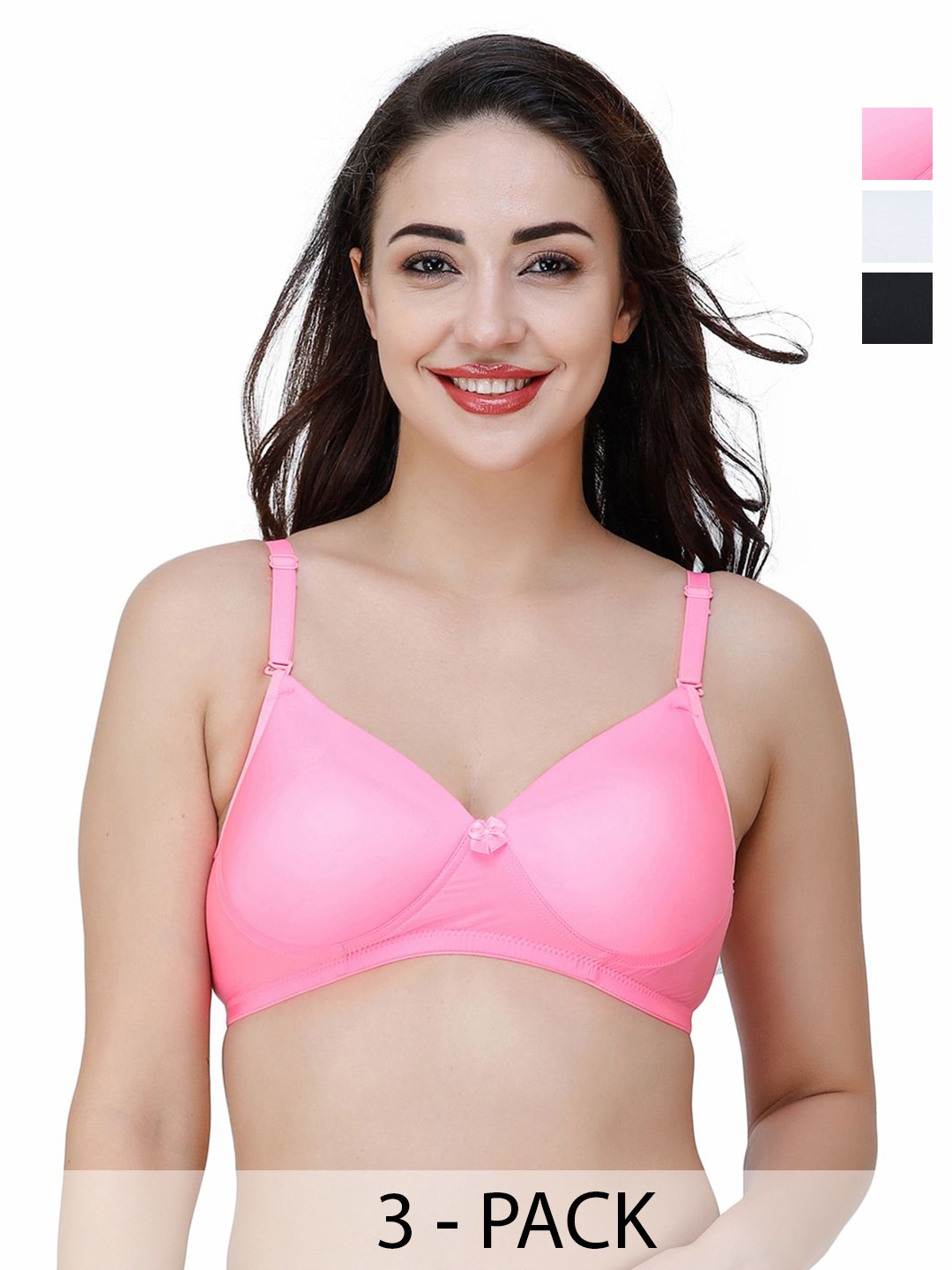 

College Girl Women Pack of 3 Full Coverage Padded Bra, Pink