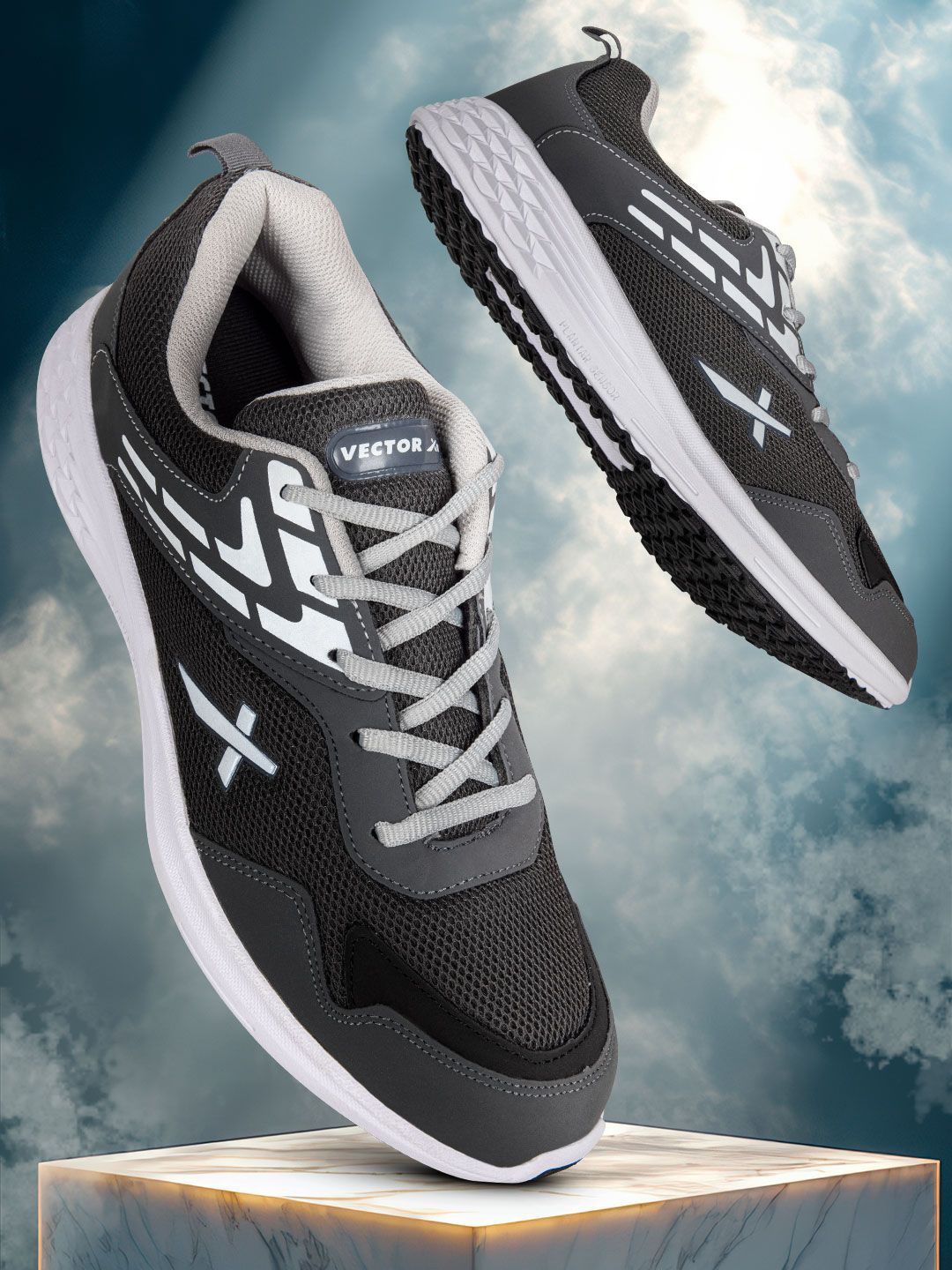 

VECTOR X Men Running Lace-Ups Non-Marking Sports Shoes, Grey