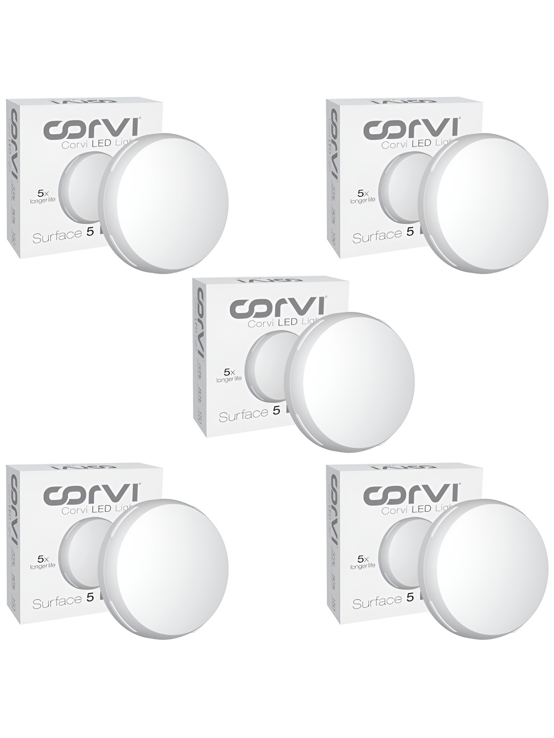 

CORVI White 5 Pieces LED Surface 5 Ceiling 12W illumination 5700K Lights