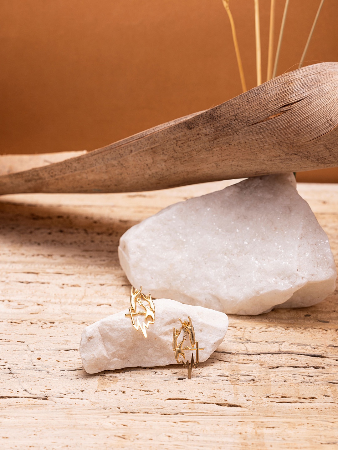 

GAURISH BESPOKE JEWELLERY Gold-Plated Zircon Contemporary Studs