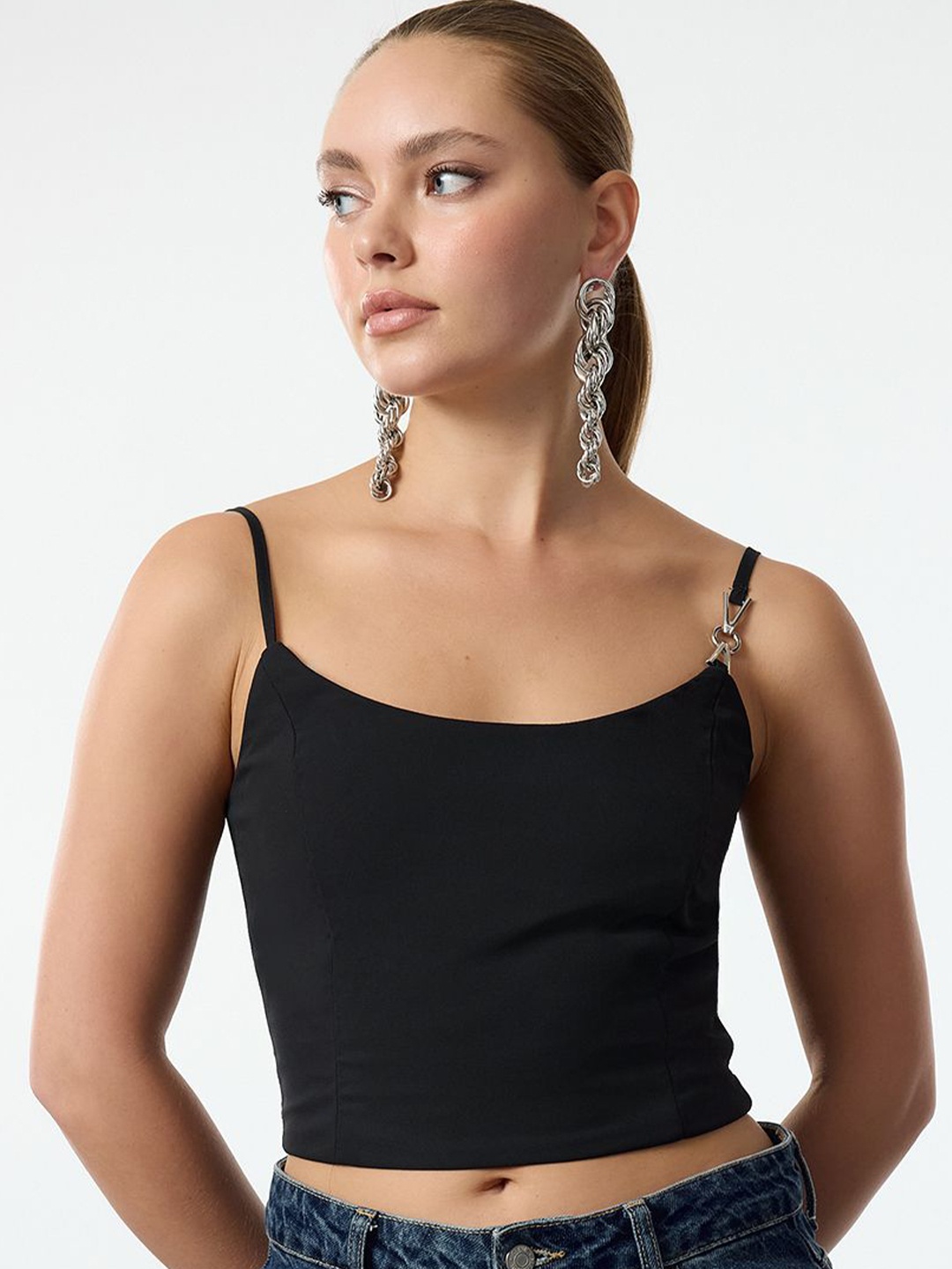 

Trendyol Siyah Shoulder Straps Crop Top, Na