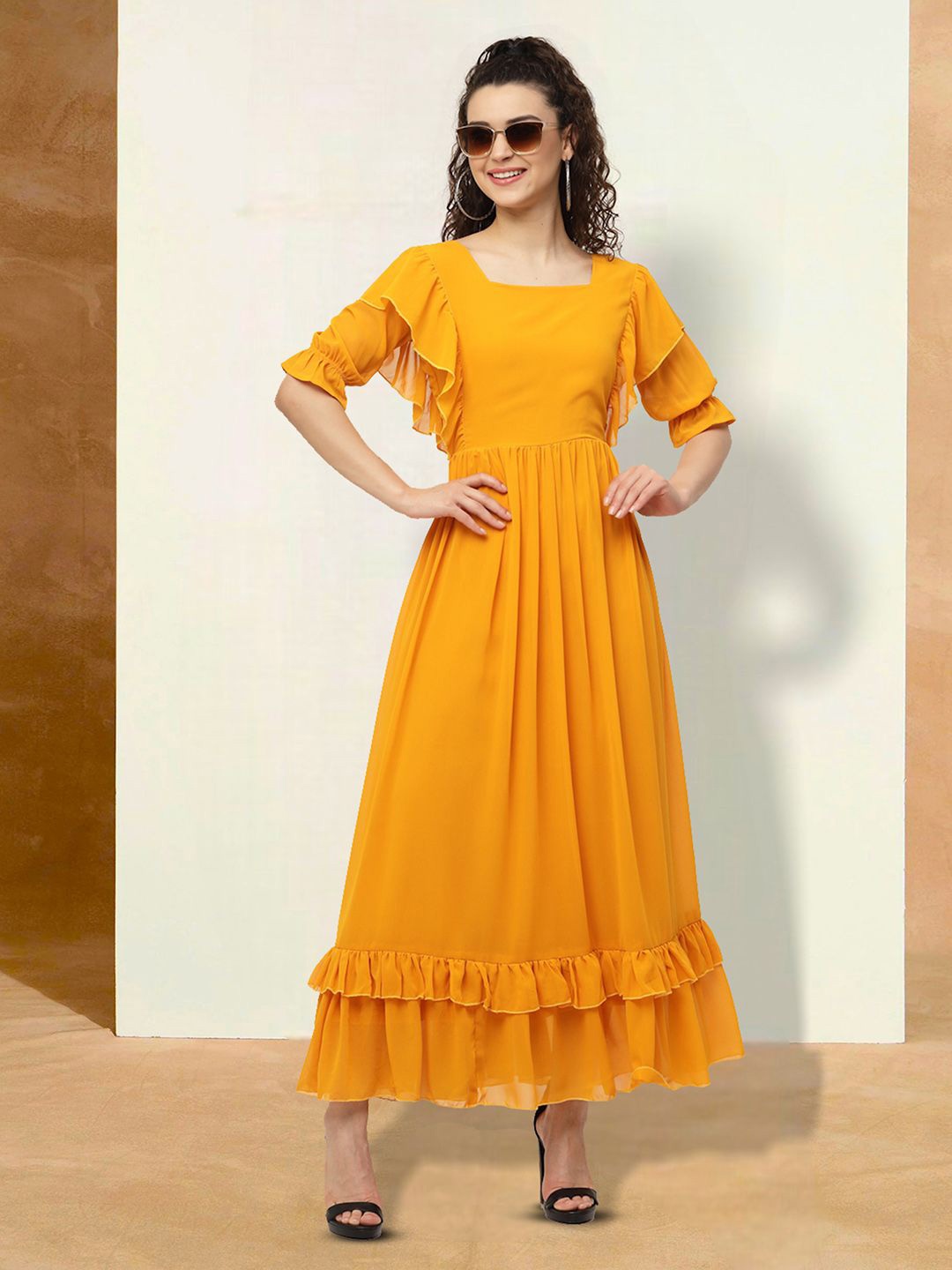 

BAESD Women Applique Fit & Flare Dress, Orange