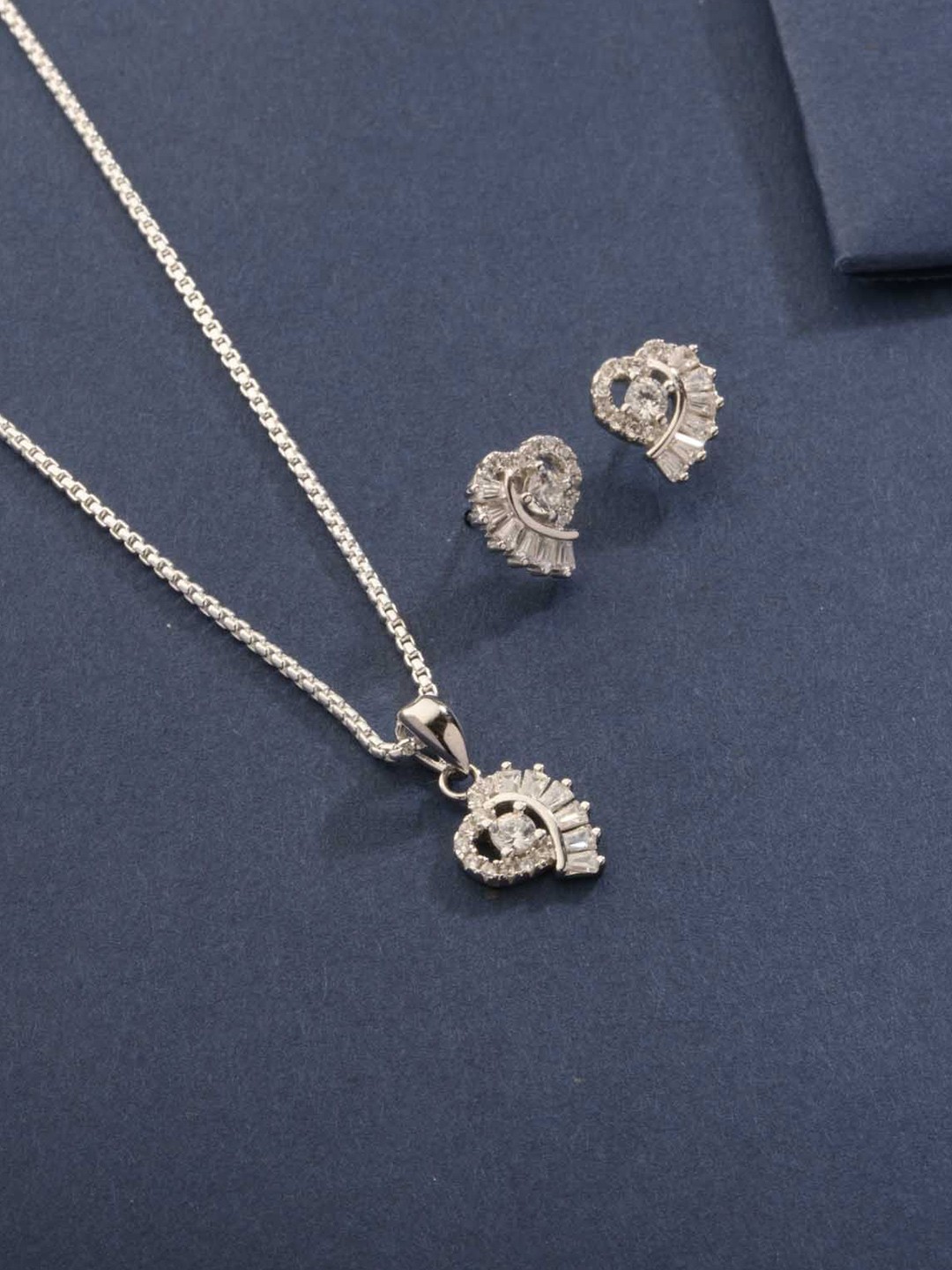 

Gargi by P. N. Gadgil & Sons 925 Sterling Silver Artificial Stone Studded Jewellery Set