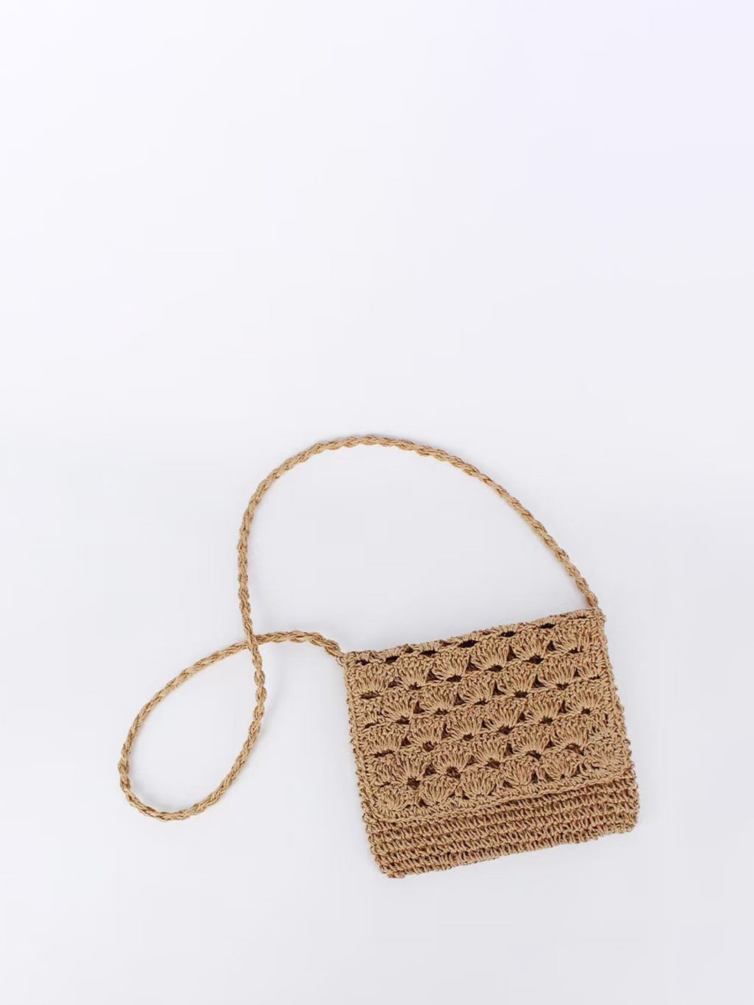 

StyleCast Women Textured Structured Sling Bag With Cut Work, Brown