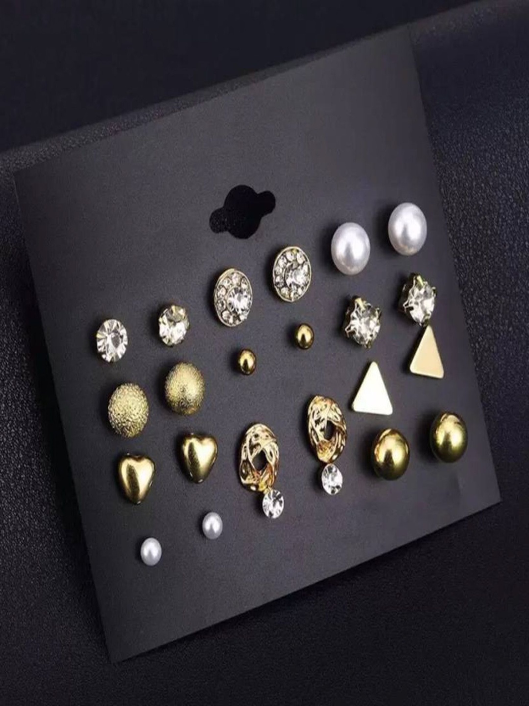 

PolluxCraft Korean Gold-Plated Zircon Studded Contemporary Shaped Studs