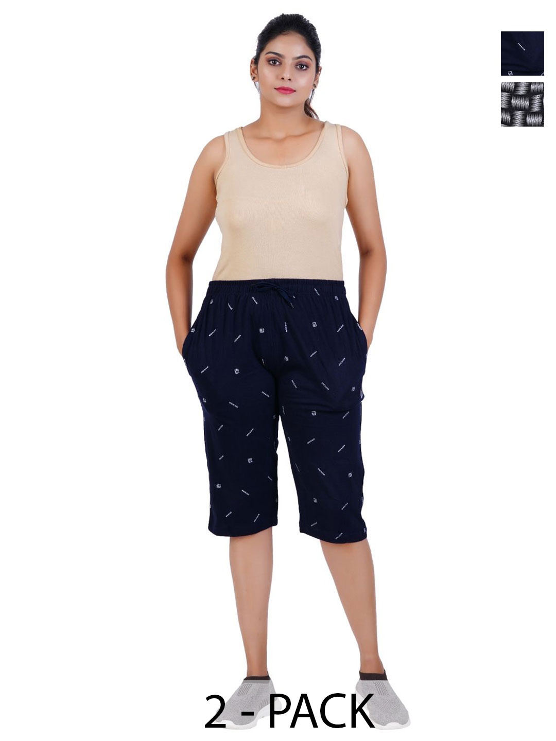 

FEEL TRACK Women Printed Capris, Grey