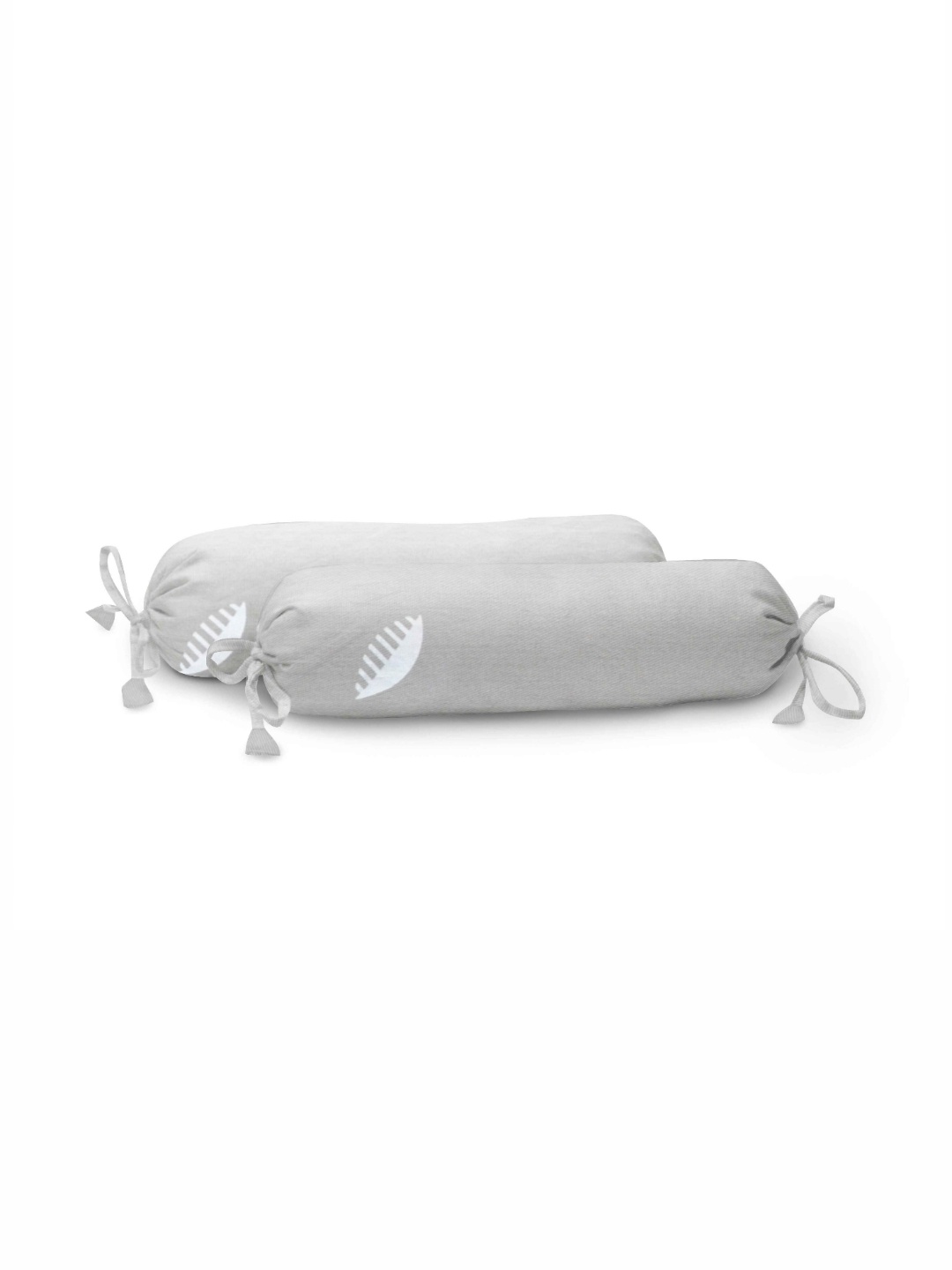 

THE BABY ATELIER Grey & White 2 Pieces Printed Organic Cotton Baby Bolster Covers