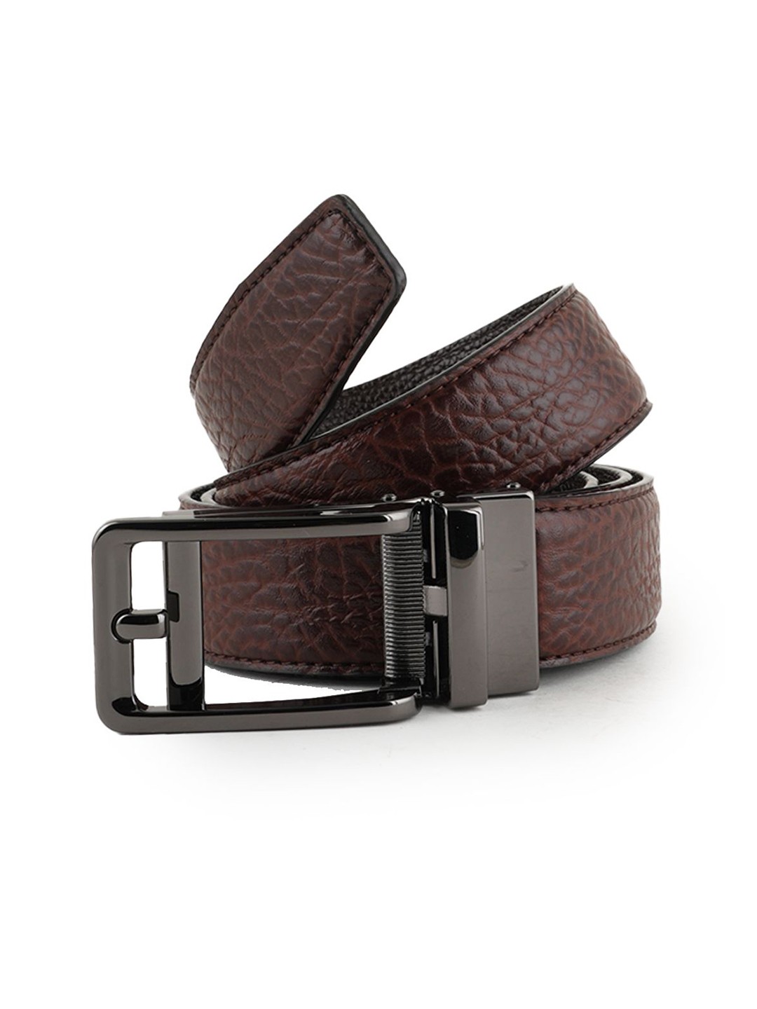 

Style Shoes Men Textured PU Belt, Brown