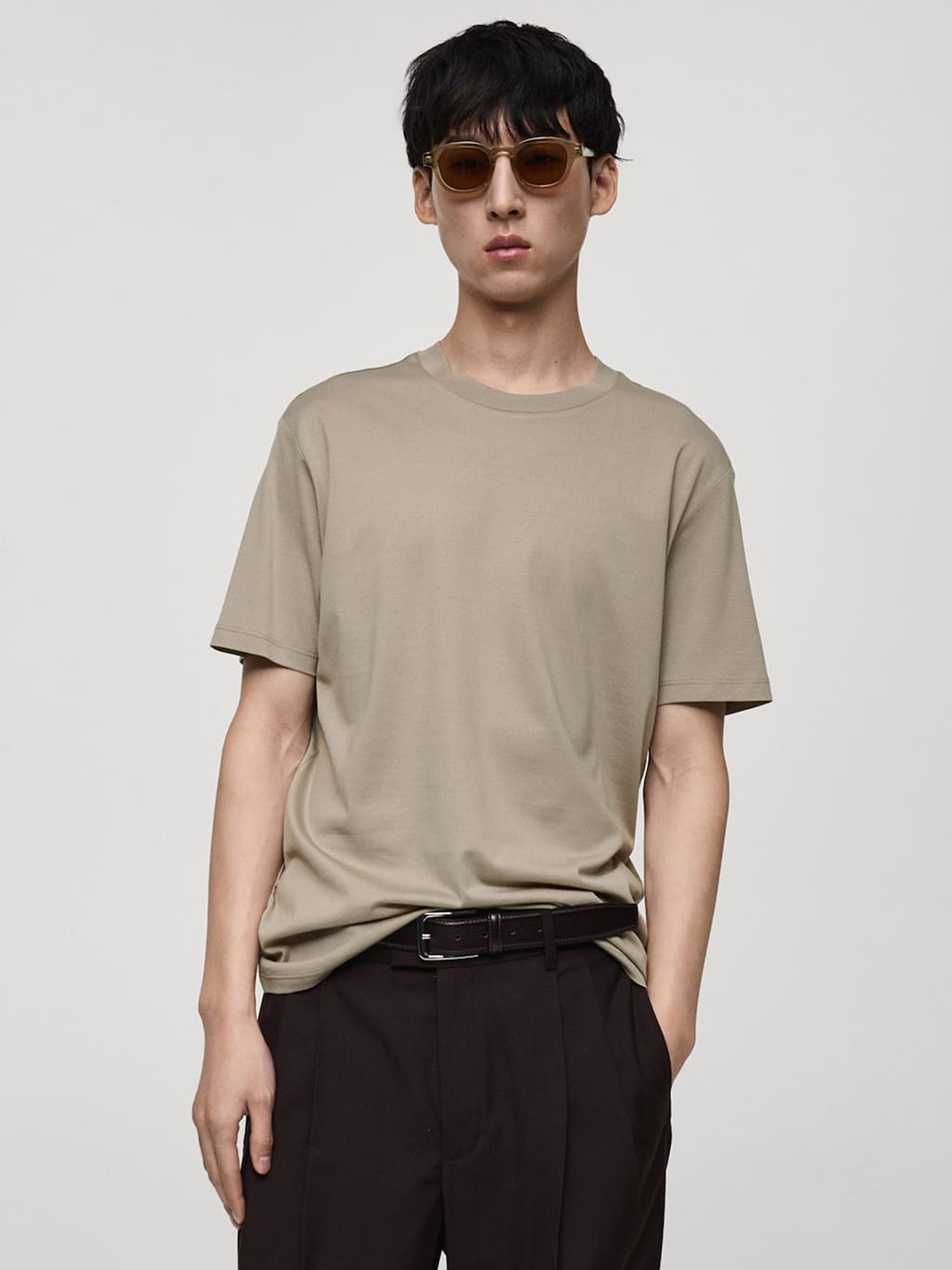 

MANGO MAN Pure Cotton T-shirt, Taupe