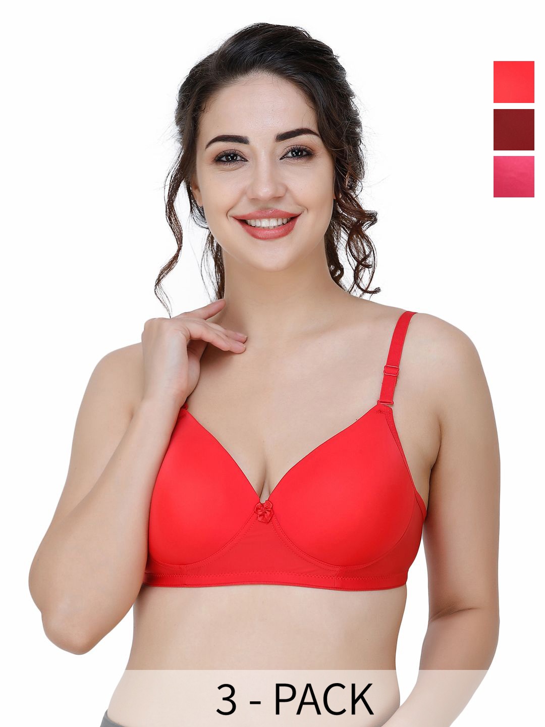 

College Girl Pack Of 3 Full Coverage Lightly Padded T-shirt Bra, Magenta