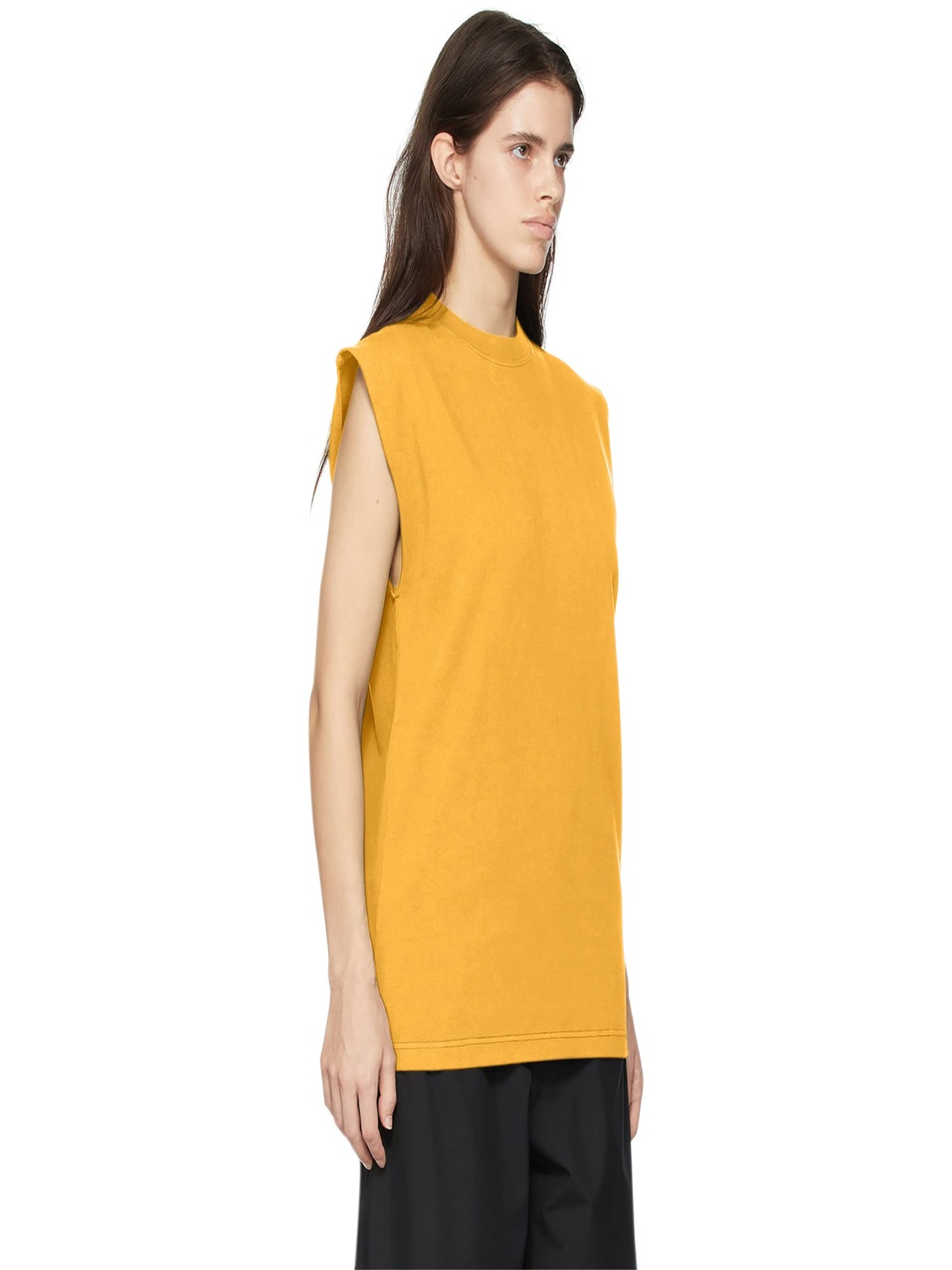 

NOTWILD Women Solid Round Neck Cotton T-shirt, Mustard