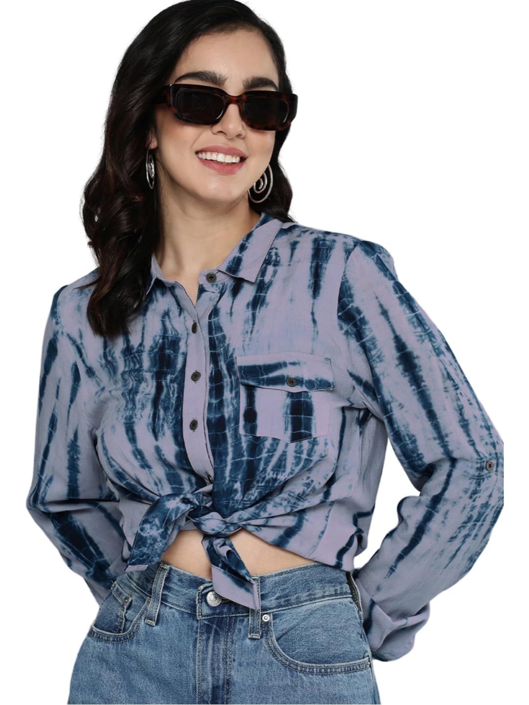 

13-Star Women Slim Fit Opaque Casual Shirt, Blue