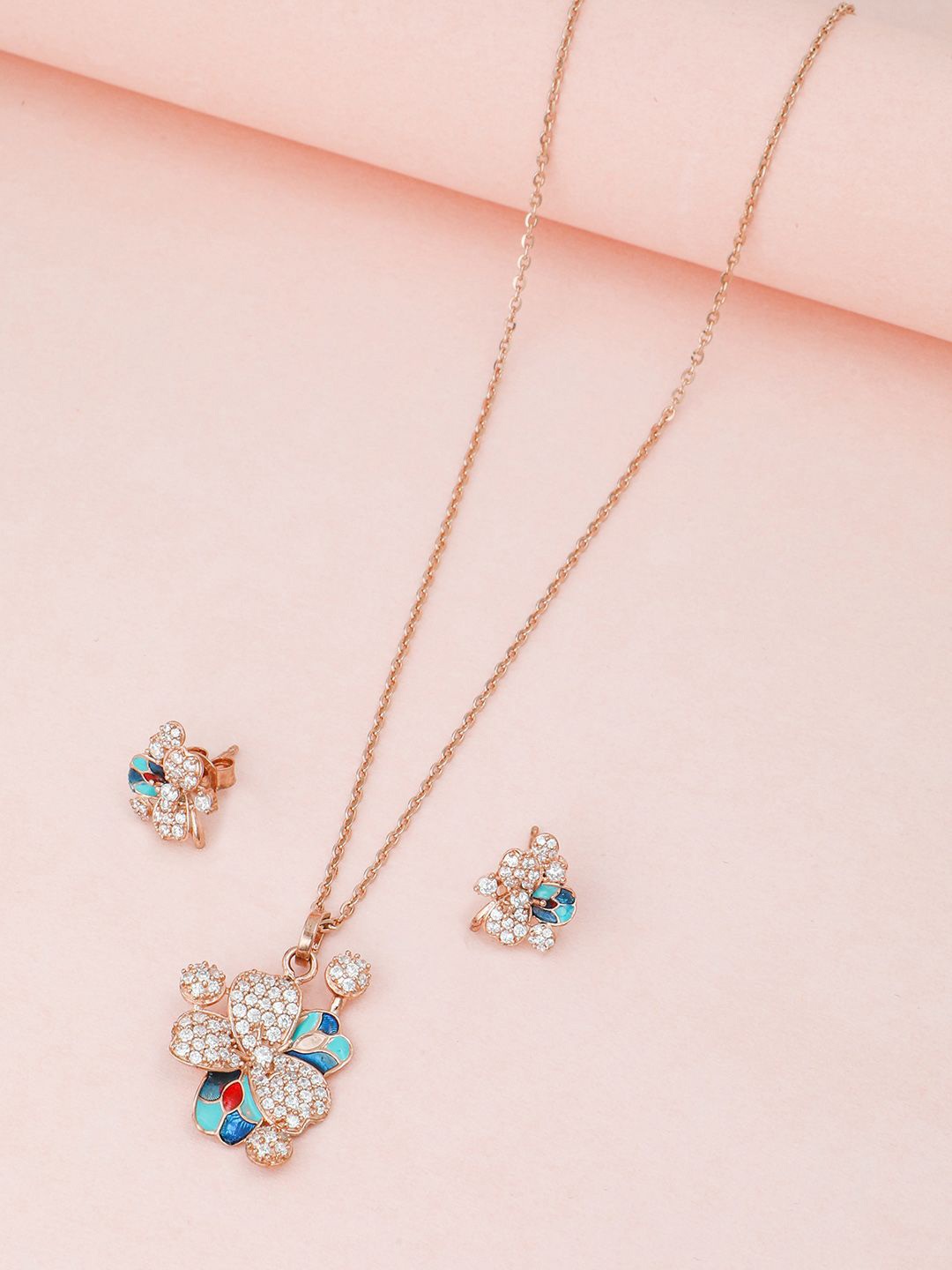 

MAIRA 925 Sterling Silver Rose Gold-Plated Jewellery Set