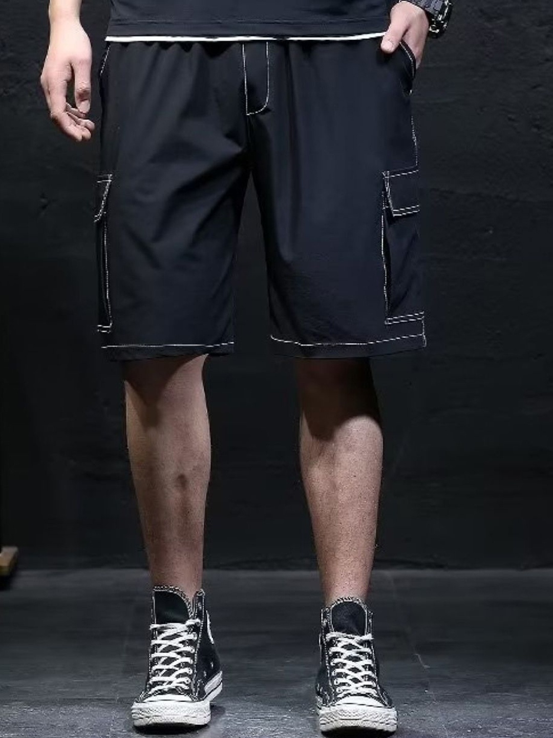 

StyleCast Men Regular Fit Cargo Shorts, Black