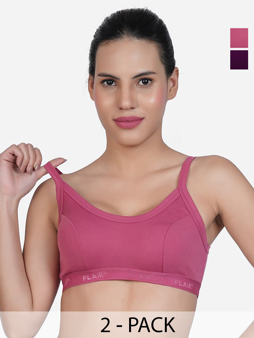 

SHYAM SONS FLAIR Pack Of 2 Full Coverage Non Padded Workout Bra, Maroon
