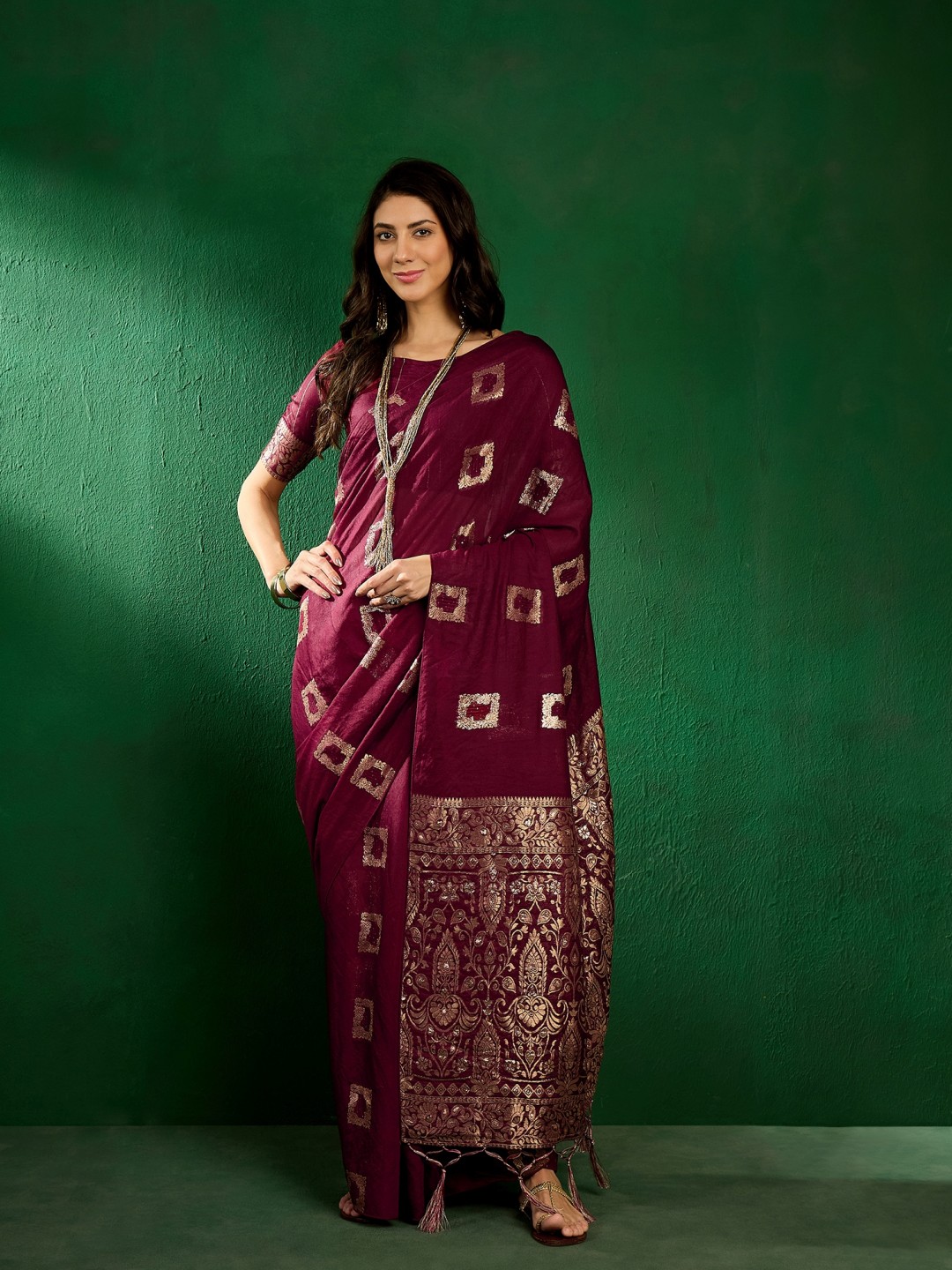 

KIMISHA Woven Design Zari Banarasi Saree, Purple