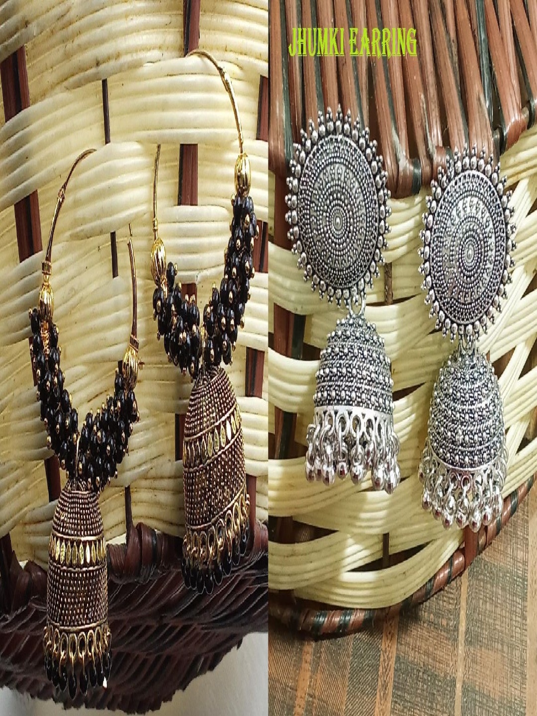 

JMBW INTERNATIONAL Set Of 2 Gold-Plated Artificial Beaded Dome Shaped Jhumkas