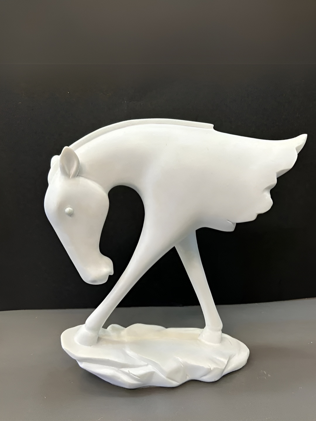 

SMOKEY COCKTAIL Black And White 2 Pieces Horse Bust Figurine Showpiece