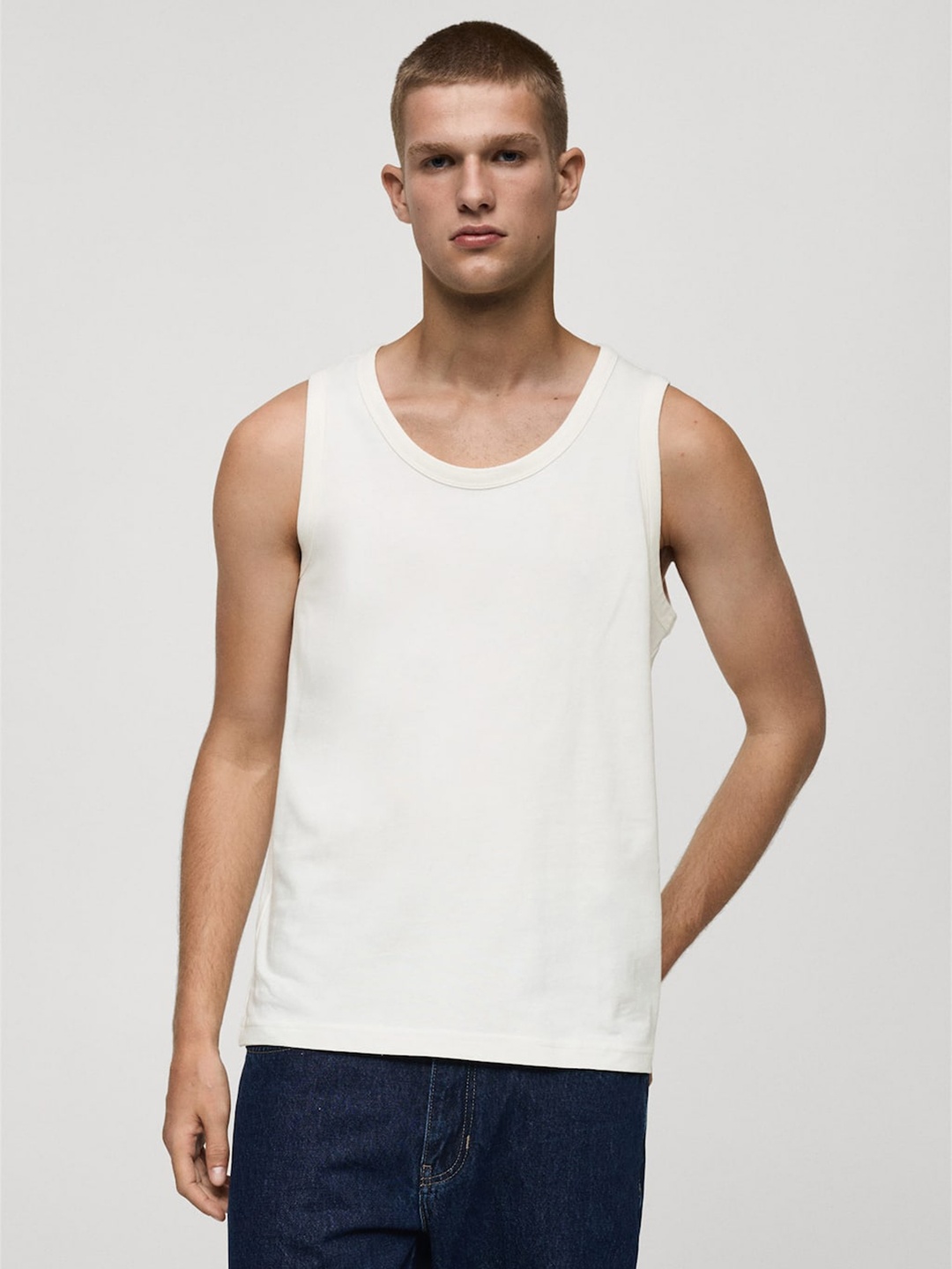 

MANGO MAN Pure Cotton T-shirt, Off white