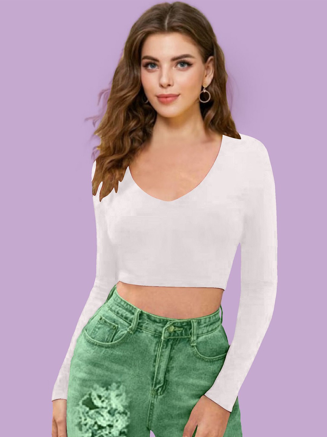 

Dream Beauty Fashion Women Long Sleeves Crop Fitted Top, White