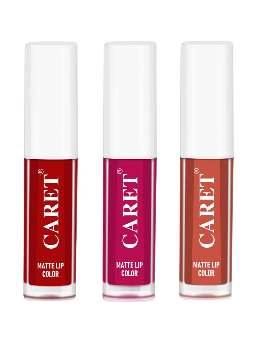 

CARET ORGANIC Set Of 3 Super-Pigmented Liquid Matte Lipsticks - 6 ml - 3-5-6, Red