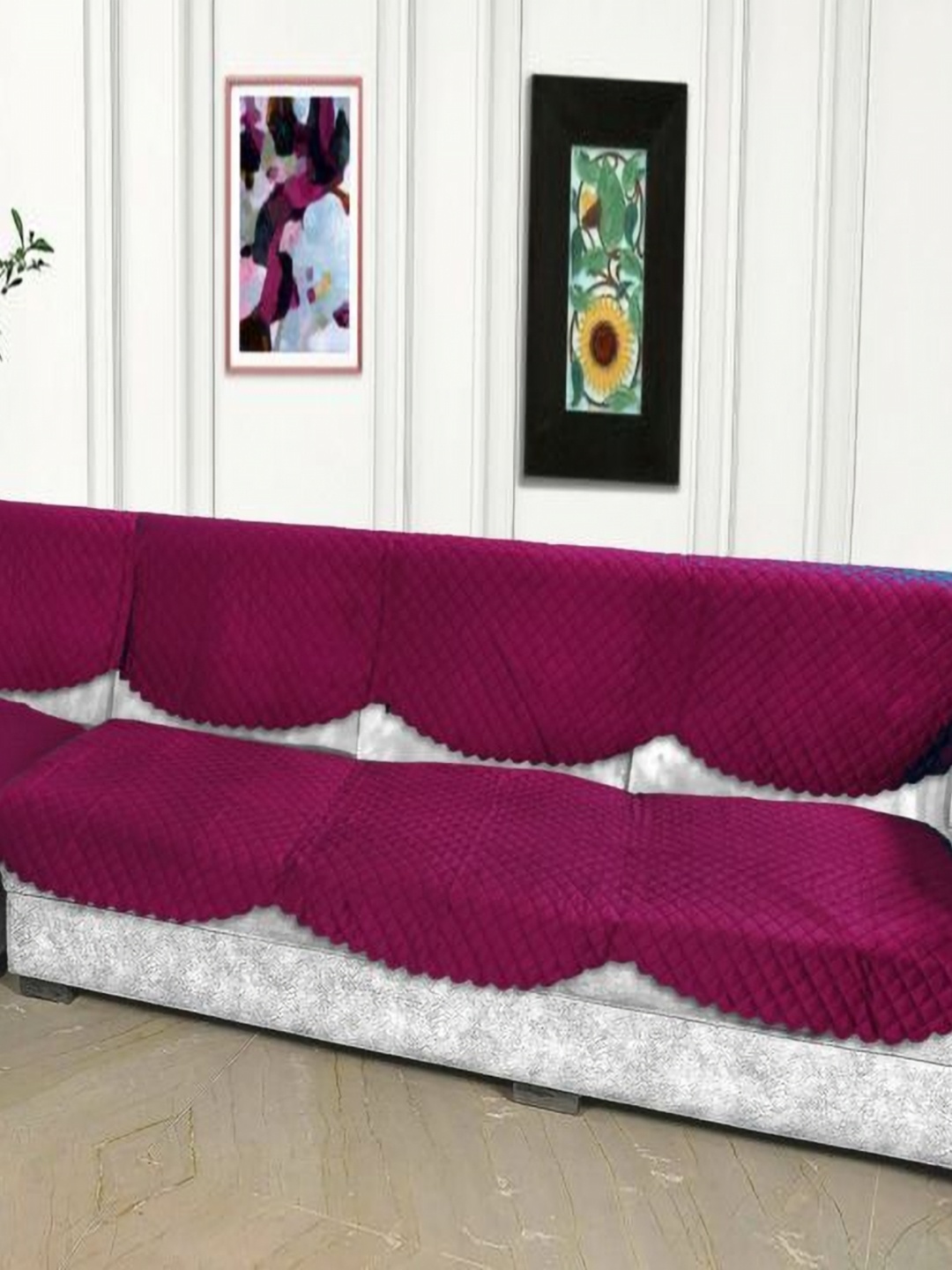 

Fashion Throw Pink Checked Velvet Sofa Cover