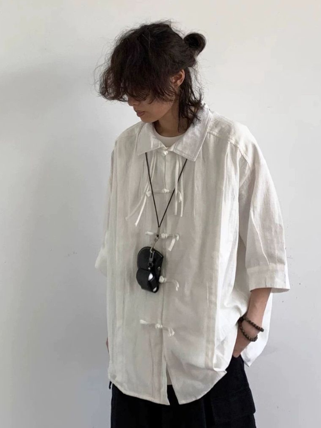 

StyleCast Men Standard Oversized Fit Spread Collar Solid Casual Shirt, Off white