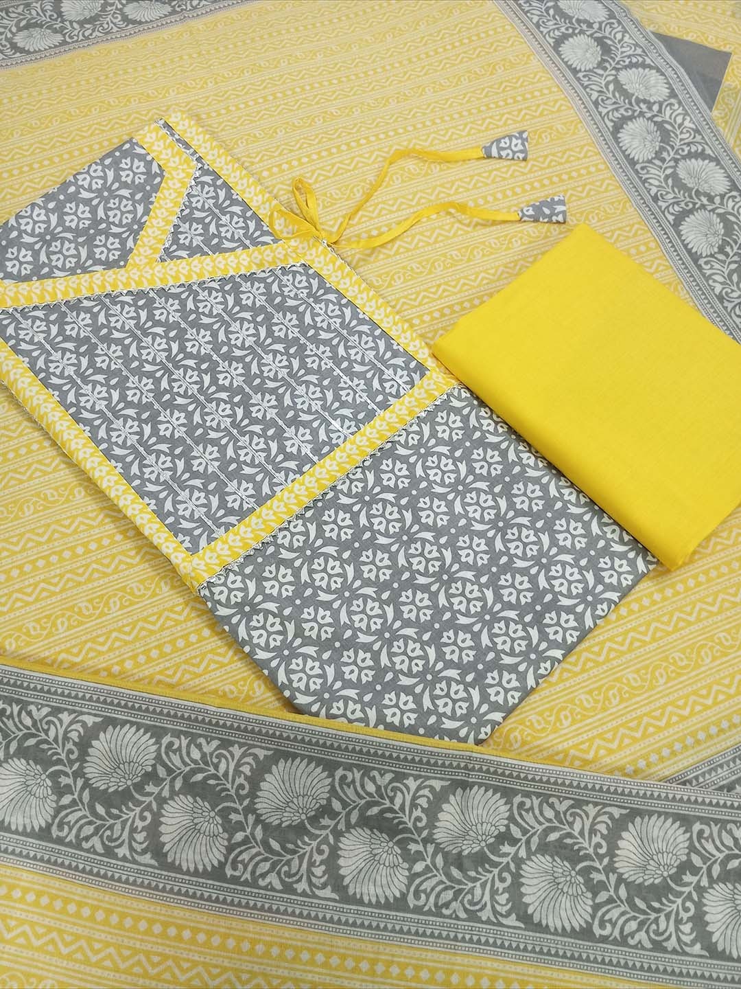 

Sublime W Ethnic Motifs Printed Pure Cotton Unstitched Dress Material, Yellow