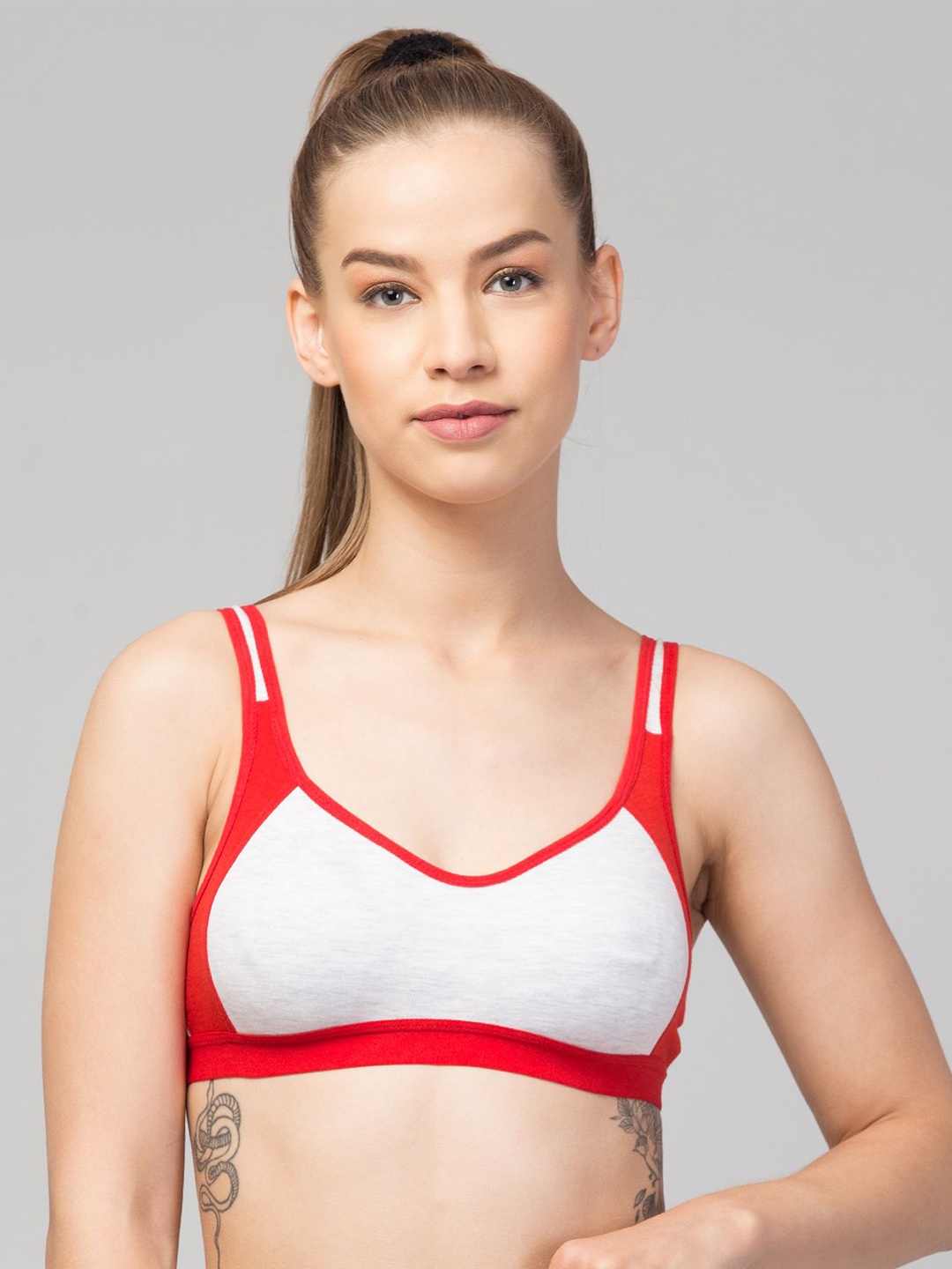 

Apraa & Parma Women Pack of 3 Full Coverage Cotton Workout Bra, Red