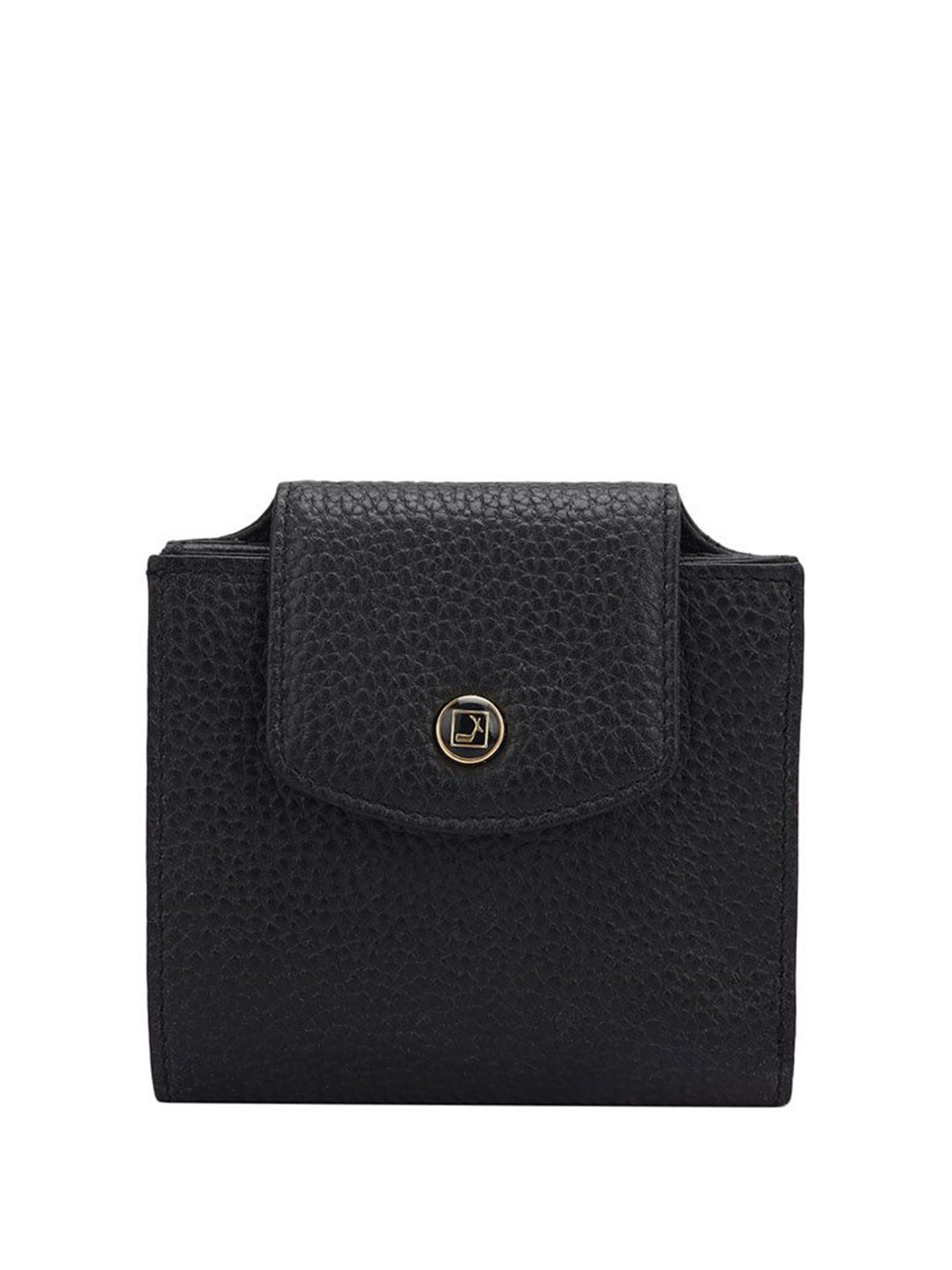 

Da Milano Women Textured Leather Card Holder, Black