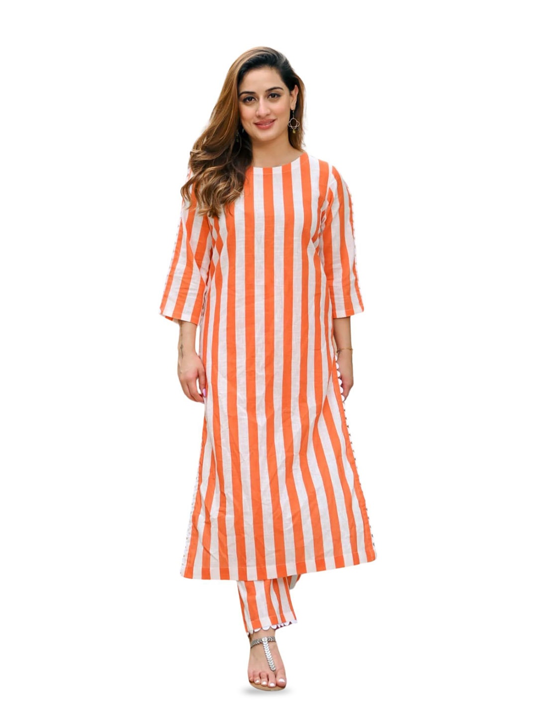 

13-Star Striped A-Line Maxi Dress, Orange