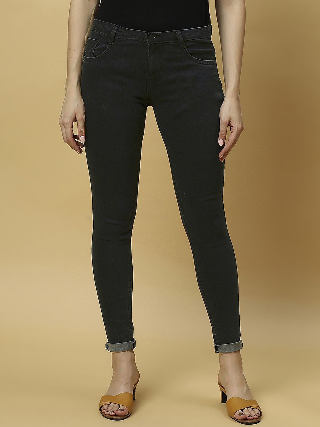 

Rea-Lize Women Skinny Fit Low-Rise Stretchable Jeans, Olive
