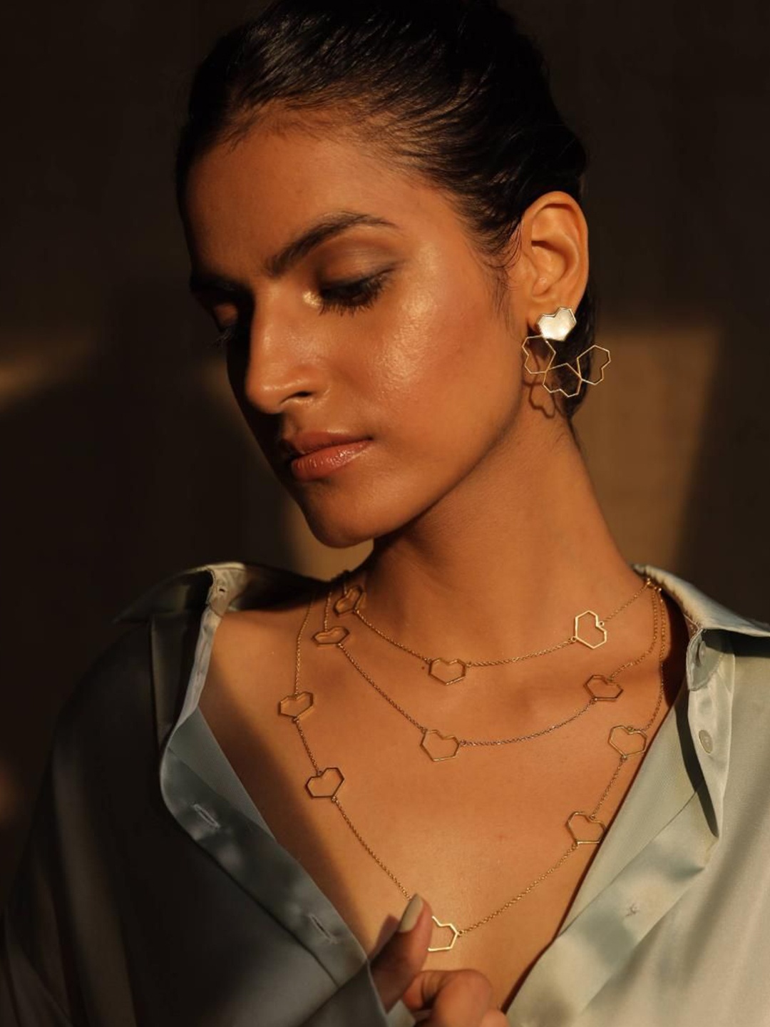 

Varnika Arora Sepal 22k Gold-Plated Heart Shaped Drop Earrings