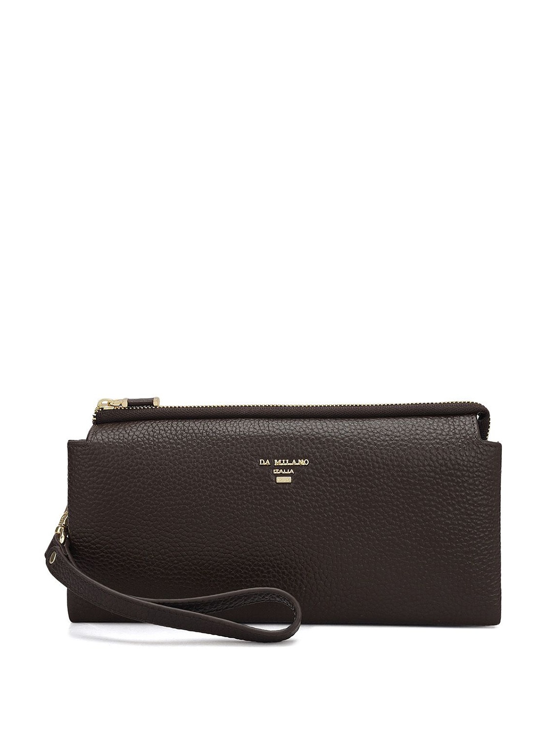 

Da Milano Women Leather Zip Around Wallet, Brown
