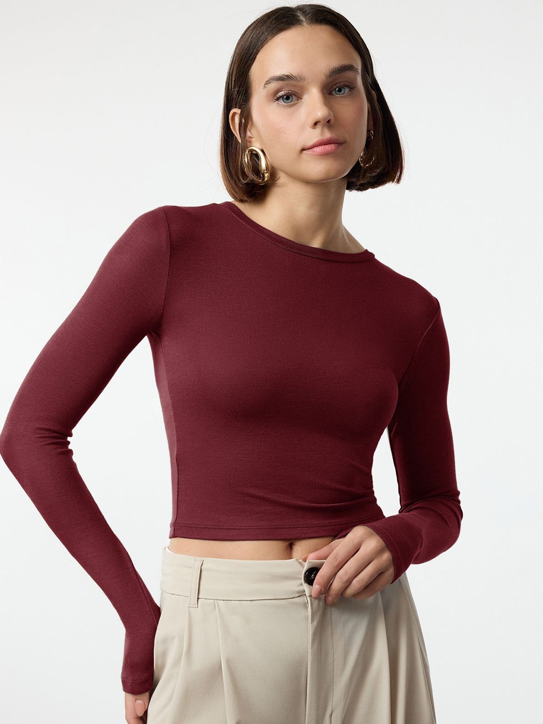 

Trendyol Women Fitted Crop Top, Na