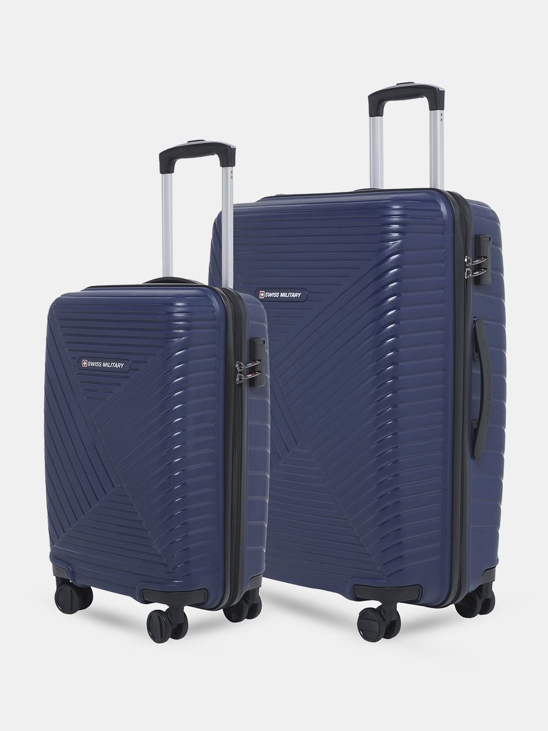 

SWISS MILITARY Textured Zurich Spinner Set Of 2 Hard Sided Trolley Suitcase, Navy blue