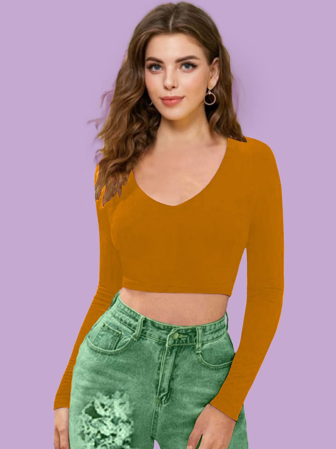 

Dream Beauty Fashion Women V-Neck Crop Top, Yellow