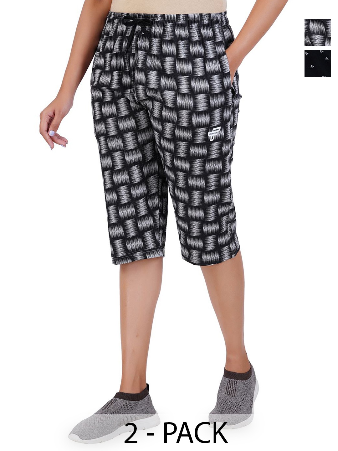 

FEEL TRACK Women Printed Capris, Grey