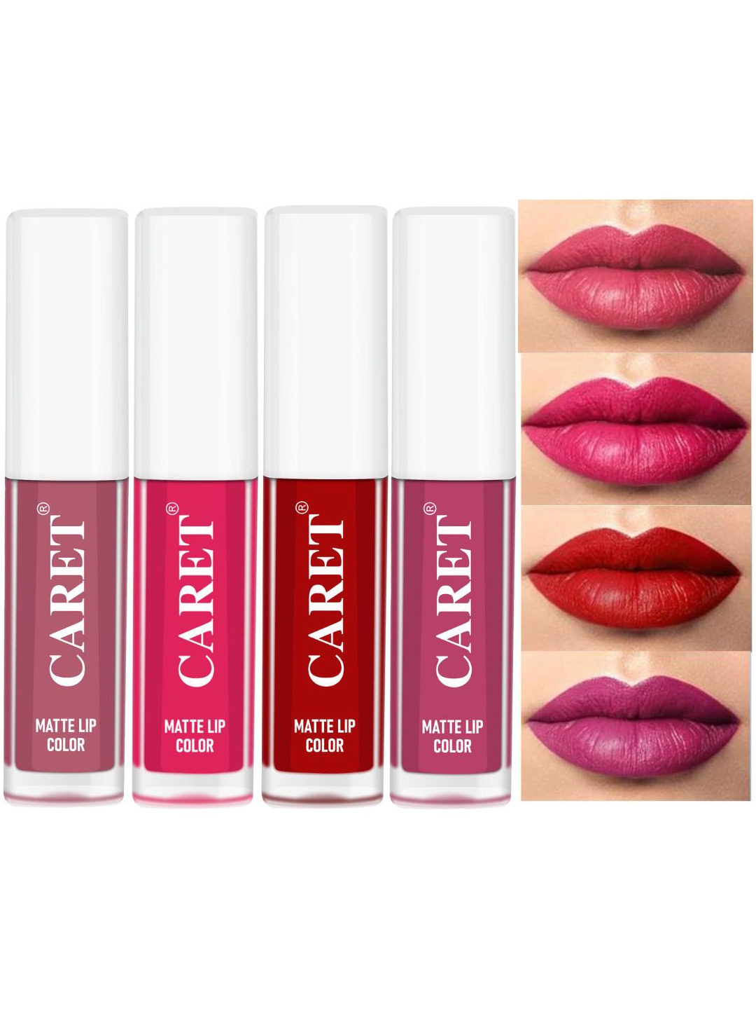 

CARET ORGANIC Set Of 3 Super-Pigmented Quick Dry Liquid Matte Lipsticks - 8 ml - 2-4-3-8, Red