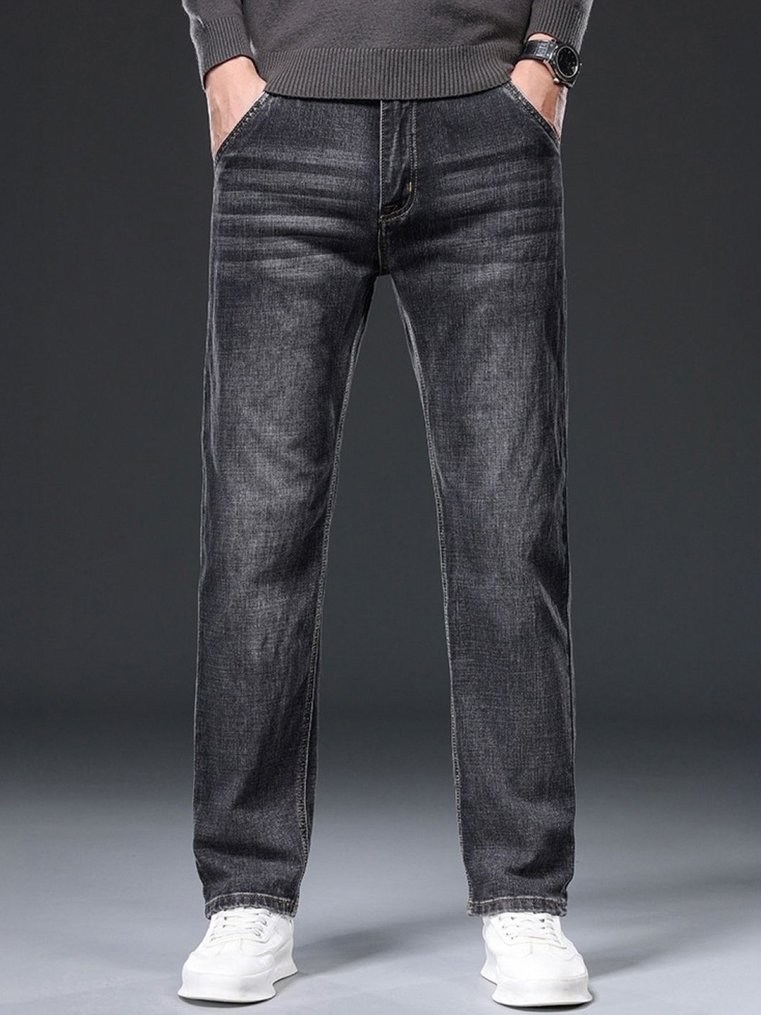 

StyleCast Men Original Regular Fit Mid-Rise Light Fade Cotton Jeans, Black