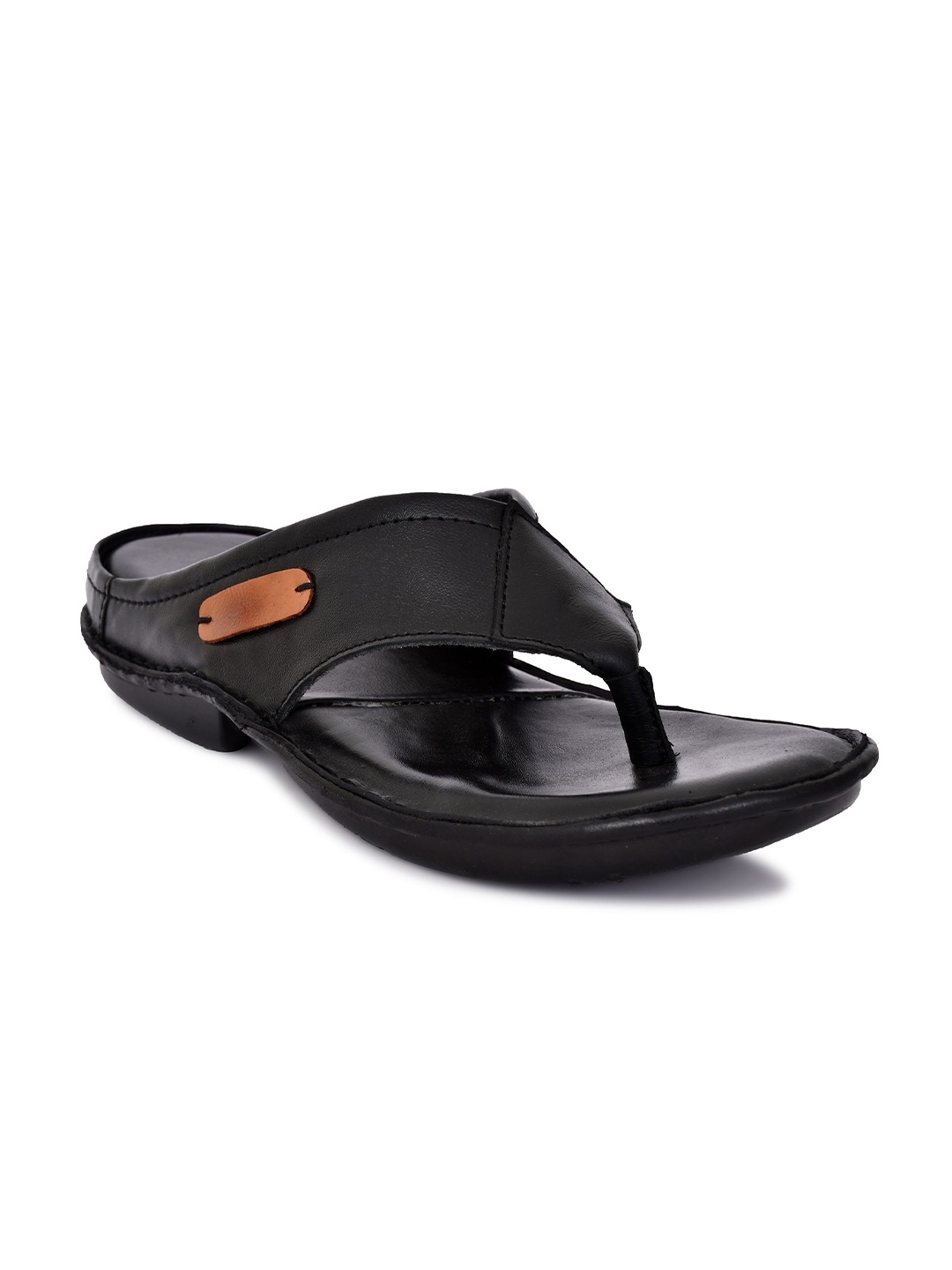 

ROYAL CRUZZ Men Slip-On Leather Comfort Sandals, Black